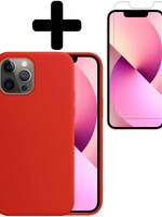 LUQ LUQ iPhone 13 Pro Hoesje Siliconen Met Screenprotector - Rood