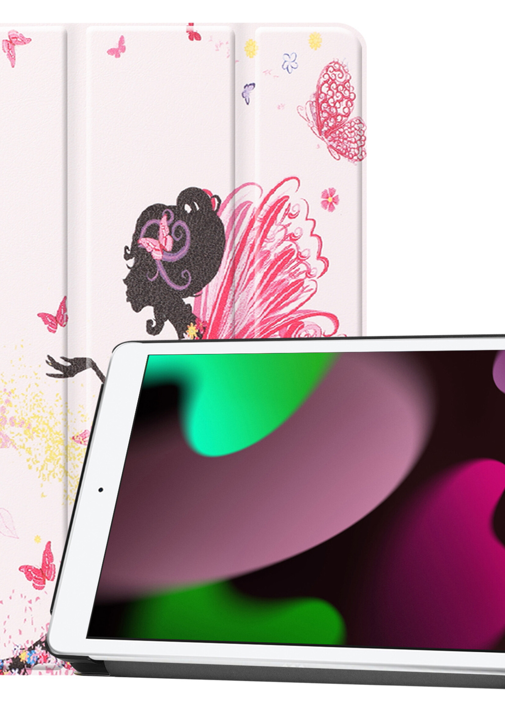 LUQ Hoes Geschikt voor iPad 10.2 2021 Hoes Luxe Hoesje Book Case - Hoesje Geschikt voor iPad 9 Hoes Cover - Elfje