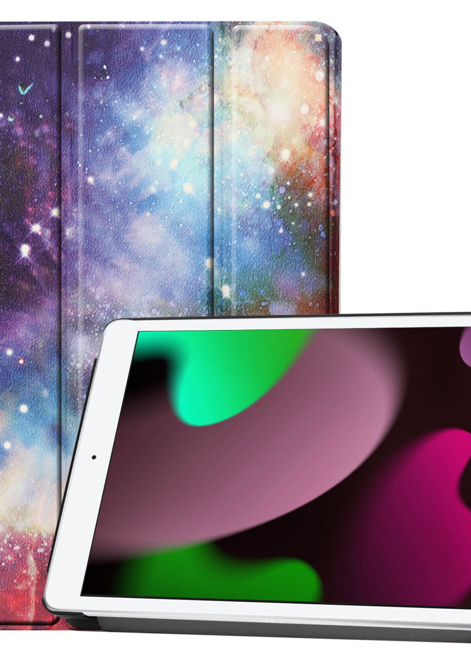 LUQ Hoes Geschikt voor iPad 10.2 2021 Hoes Luxe Hoesje Book Case - Hoesje Geschikt voor iPad 9 Hoes Cover - Galaxy