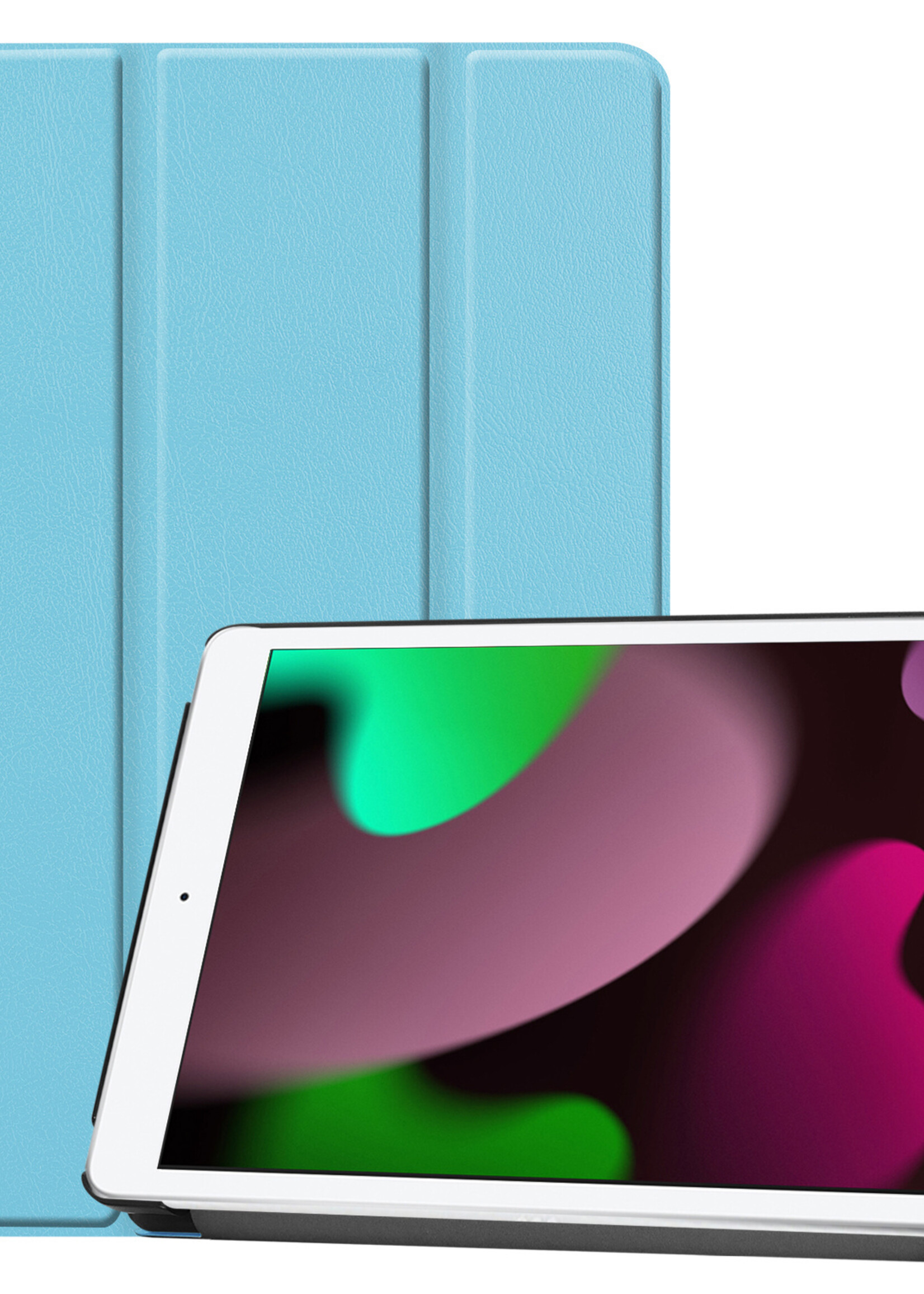 LUQ Hoes Geschikt voor iPad 10.2 2021 Hoes Luxe Hoesje Book Case - Hoesje Geschikt voor iPad 9 Hoes Cover - Lichtblauw