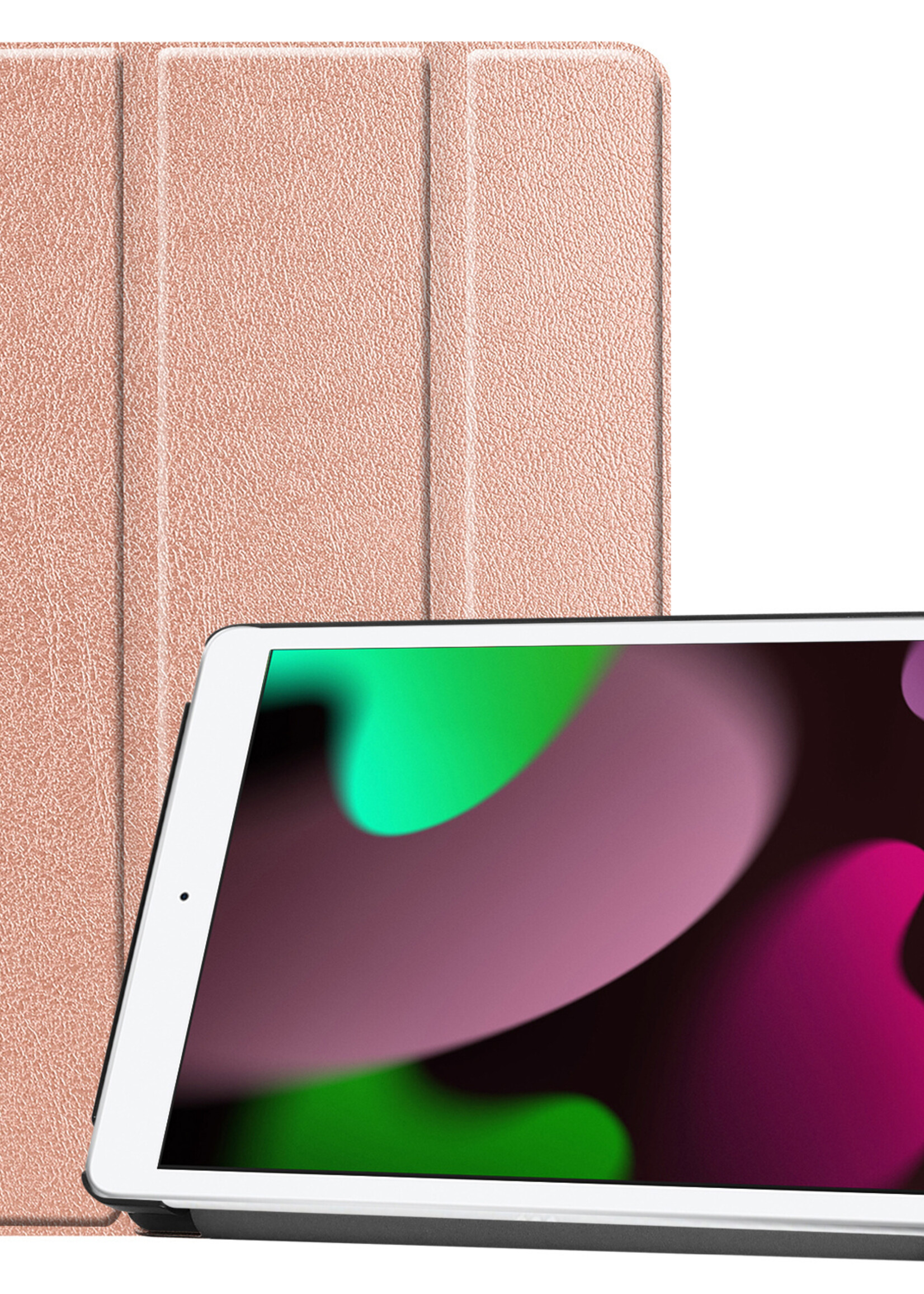 LUQ Hoes Geschikt voor iPad 10.2 2021 Hoes Luxe Hoesje Book Case - Hoesje Geschikt voor iPad 9 Hoes Cover - Rosé goud
