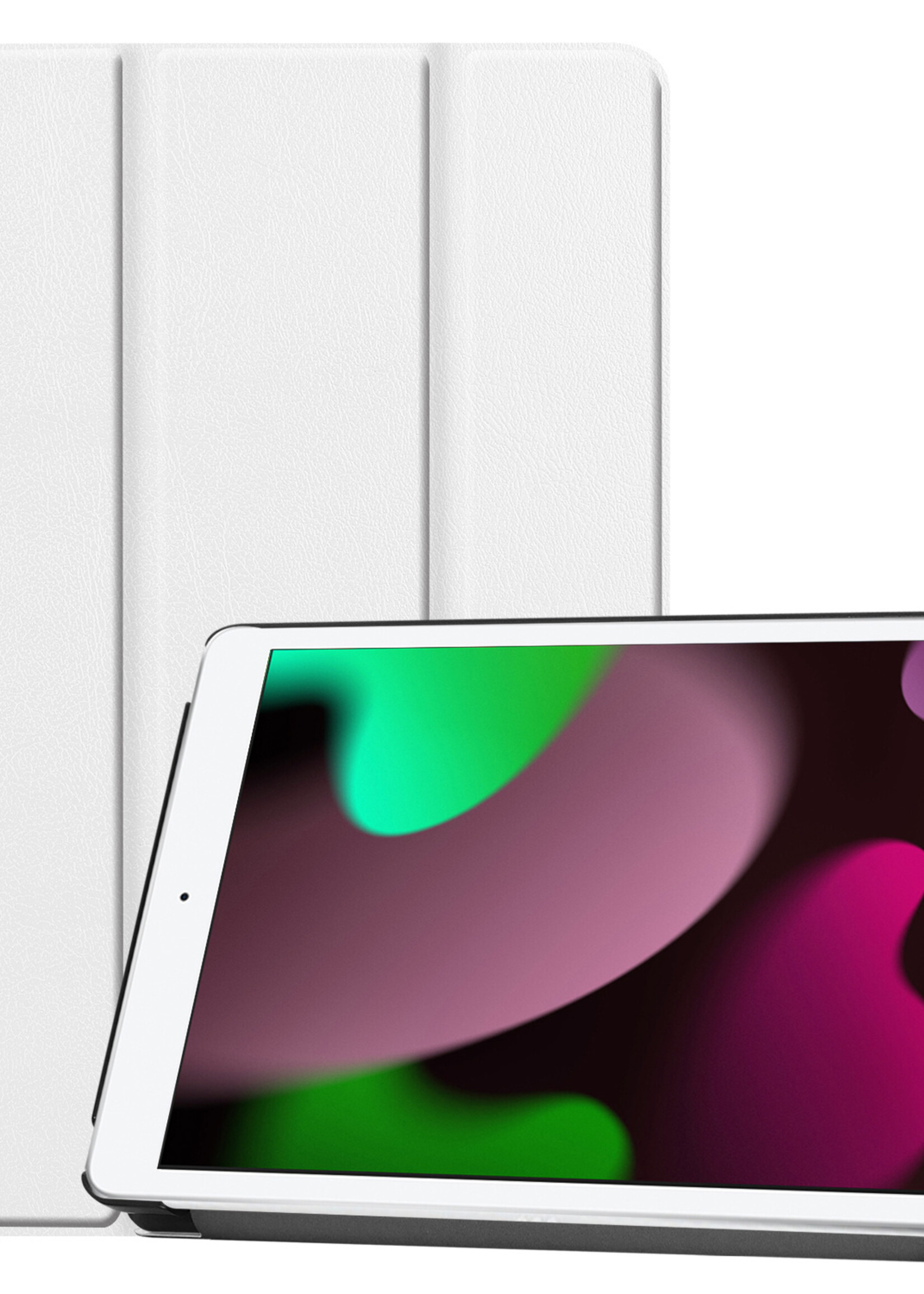 LUQ Hoes Geschikt voor iPad 10.2 2021 Hoes Luxe Hoesje Book Case - Hoesje Geschikt voor iPad 9 Hoes Cover - Wit