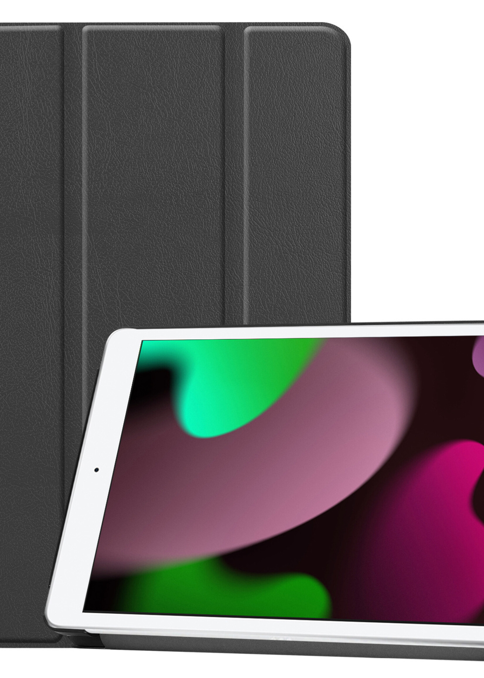 LUQ Hoes Geschikt voor iPad 10.2 2021 Hoes Luxe Hoesje Book Case - Hoesje Geschikt voor iPad 9 Hoes Cover - Zwart