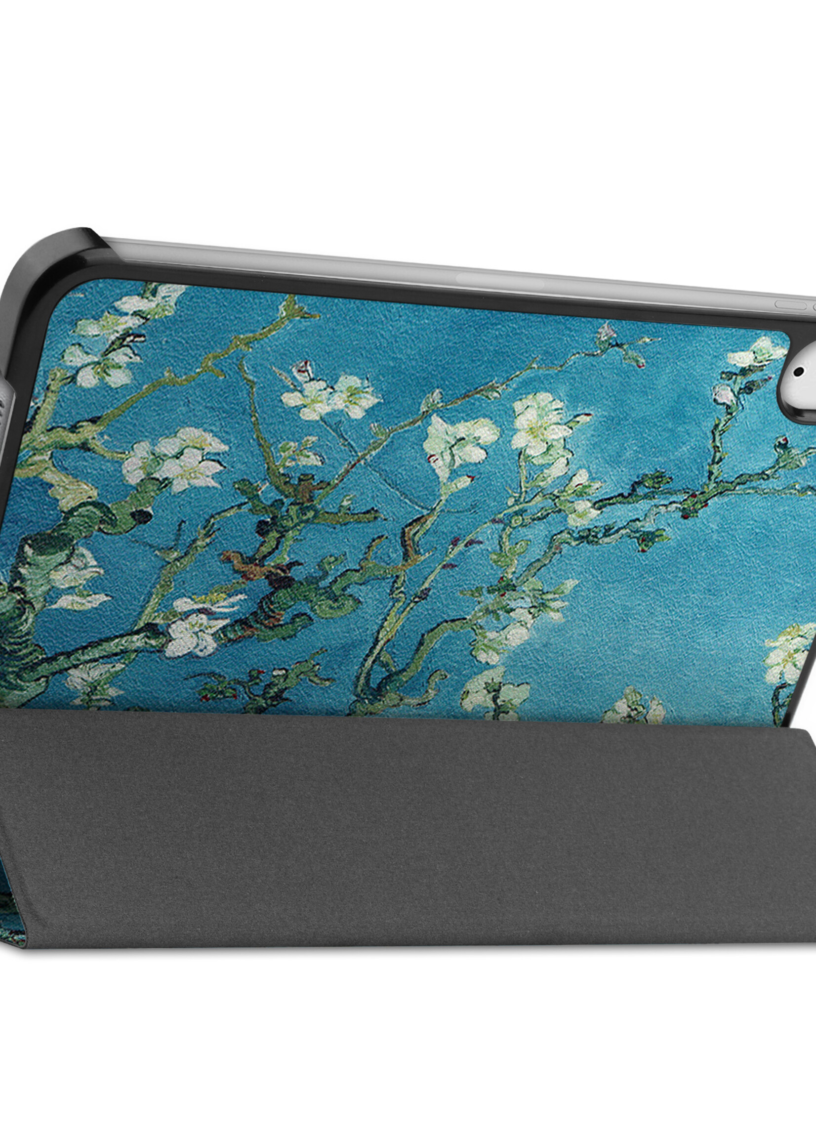 LUQ Hoes Geschikt voor iPad Mini 6 Hoes Luxe Hoesje Book Case - Hoesje Geschikt voor iPad Mini 6 Hoes Cover - Bloesem