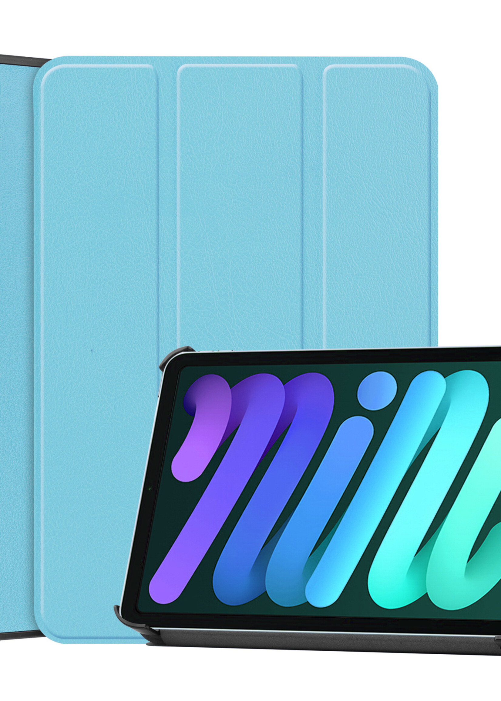 LUQ Hoes Geschikt voor iPad Mini 6 Hoes Luxe Hoesje Book Case - Hoesje Geschikt voor iPad Mini 6 Hoes Cover - Lichtblauw