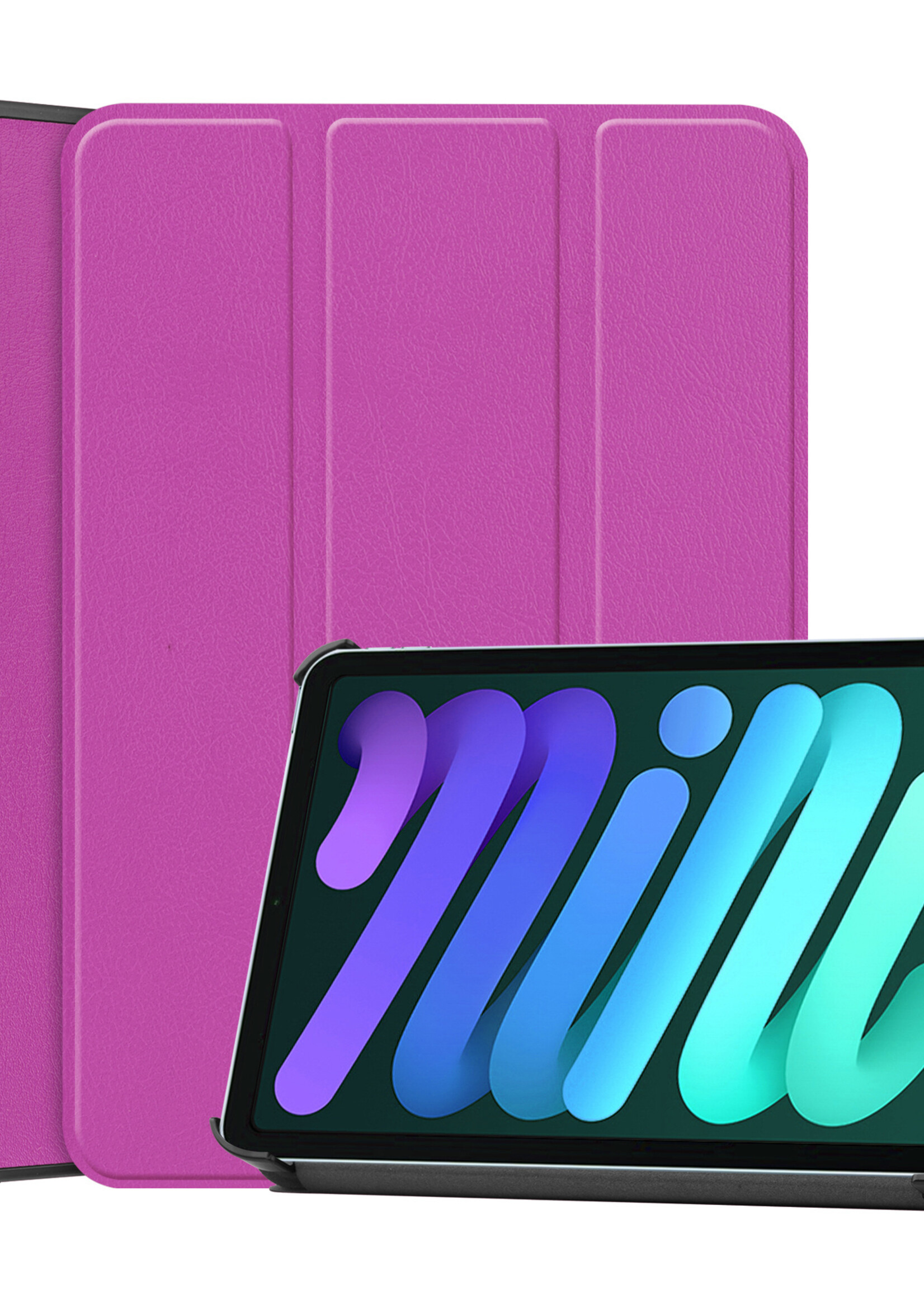 LUQ Hoes Geschikt voor iPad Mini 6 Hoes Luxe Hoesje Book Case - Hoesje Geschikt voor iPad Mini 6 Hoes Cover - Paars