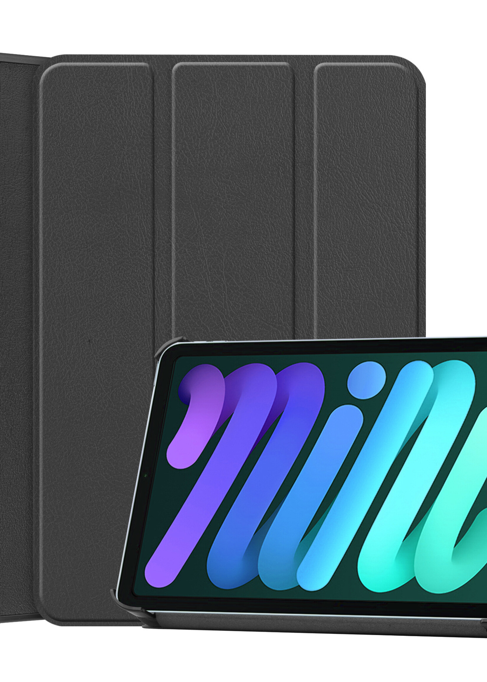 LUQ Hoes Geschikt voor iPad Mini 6 Hoes Luxe Hoesje Book Case - Hoesje Geschikt voor iPad Mini 6 Hoes Cover - Zwart