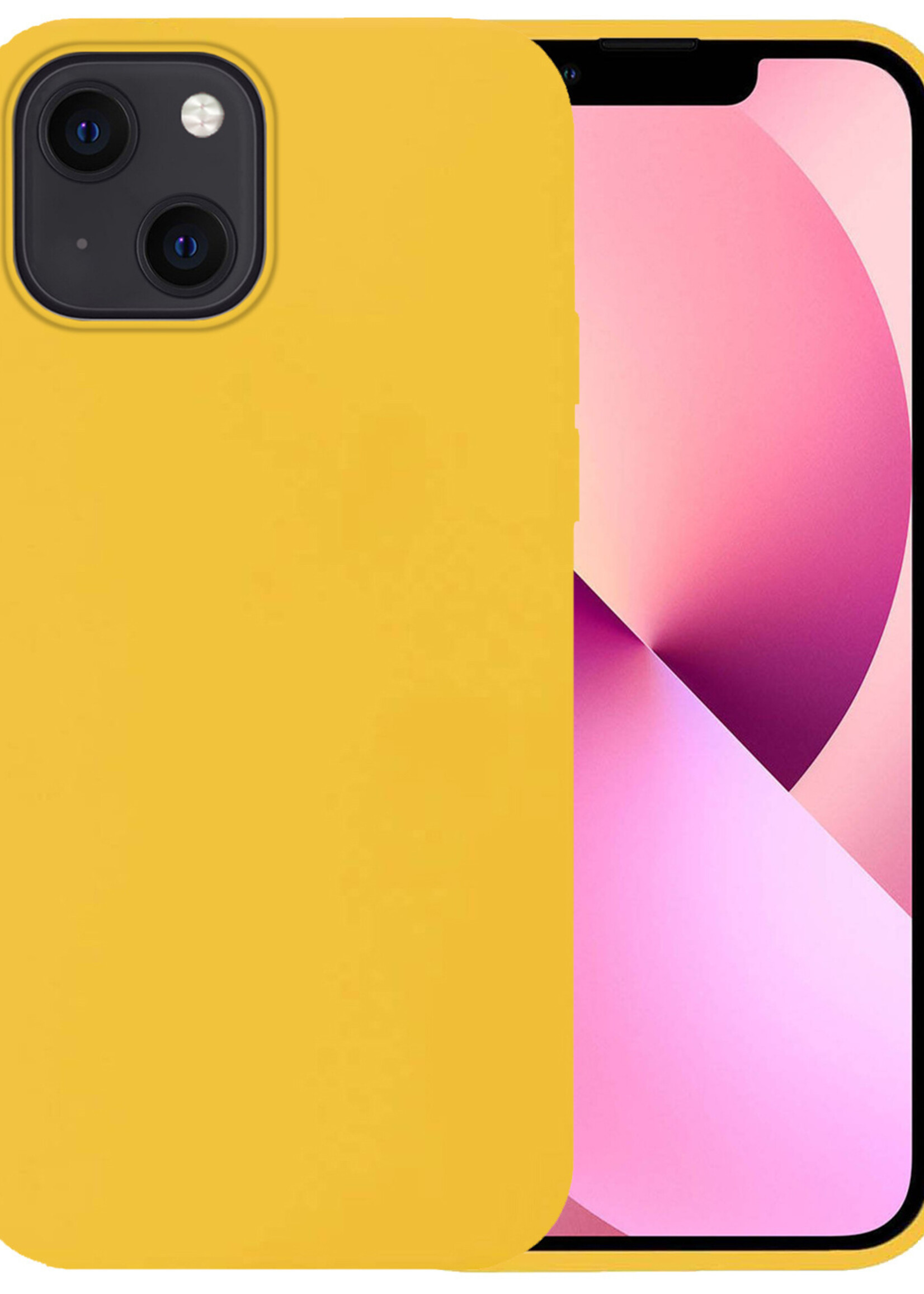 LUQ Hoesje Geschikt voor iPhone 13 Mini Hoesje Siliconen Case - Hoes Geschikt voor iPhone 13 Mini Hoes Siliconen - Geel
