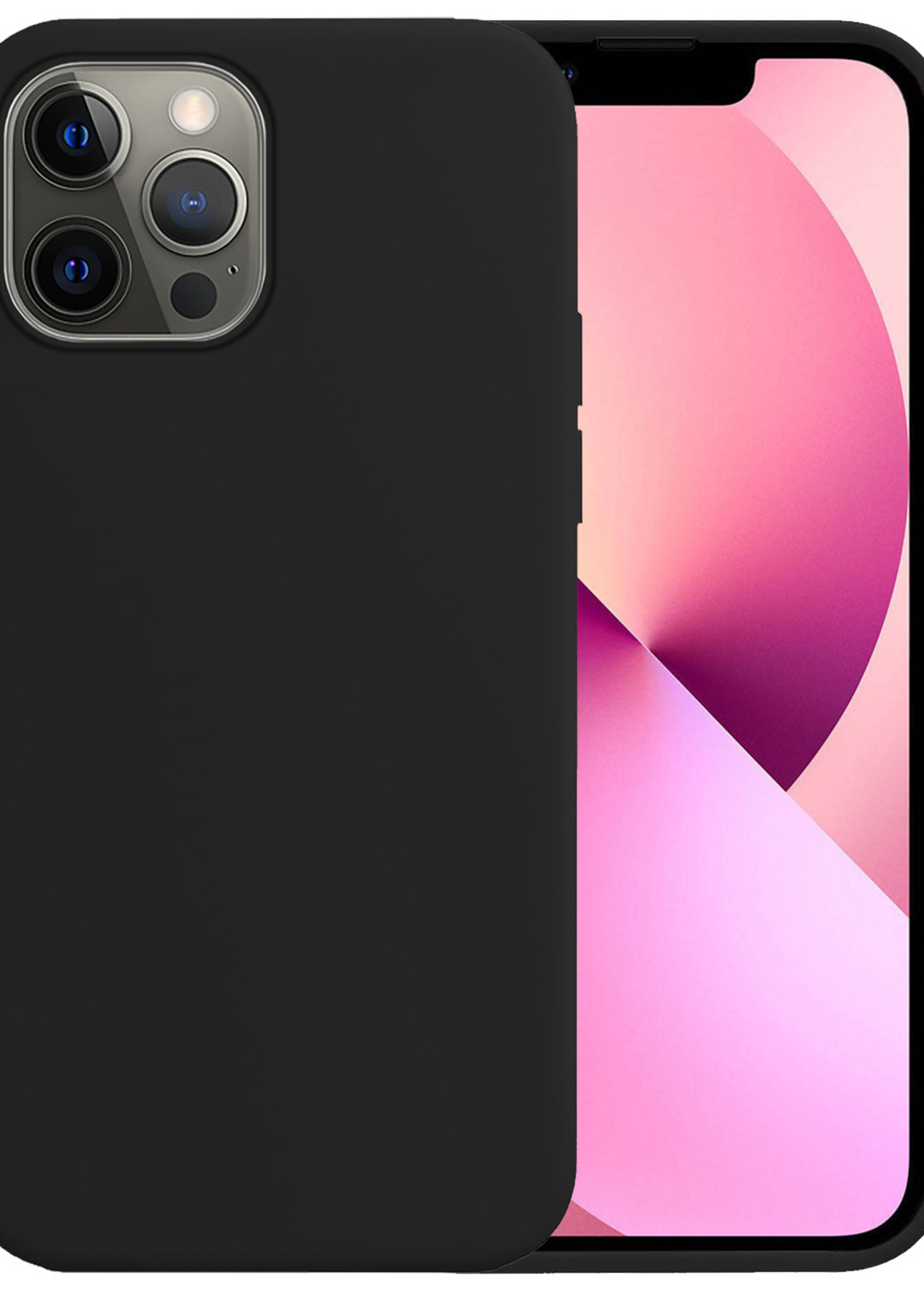 LUQ Hoesje Geschikt voor iPhone 13 Pro Hoesje Siliconen Case - Hoes Geschikt voor iPhone 13 Pro Hoes Siliconen - Zwart