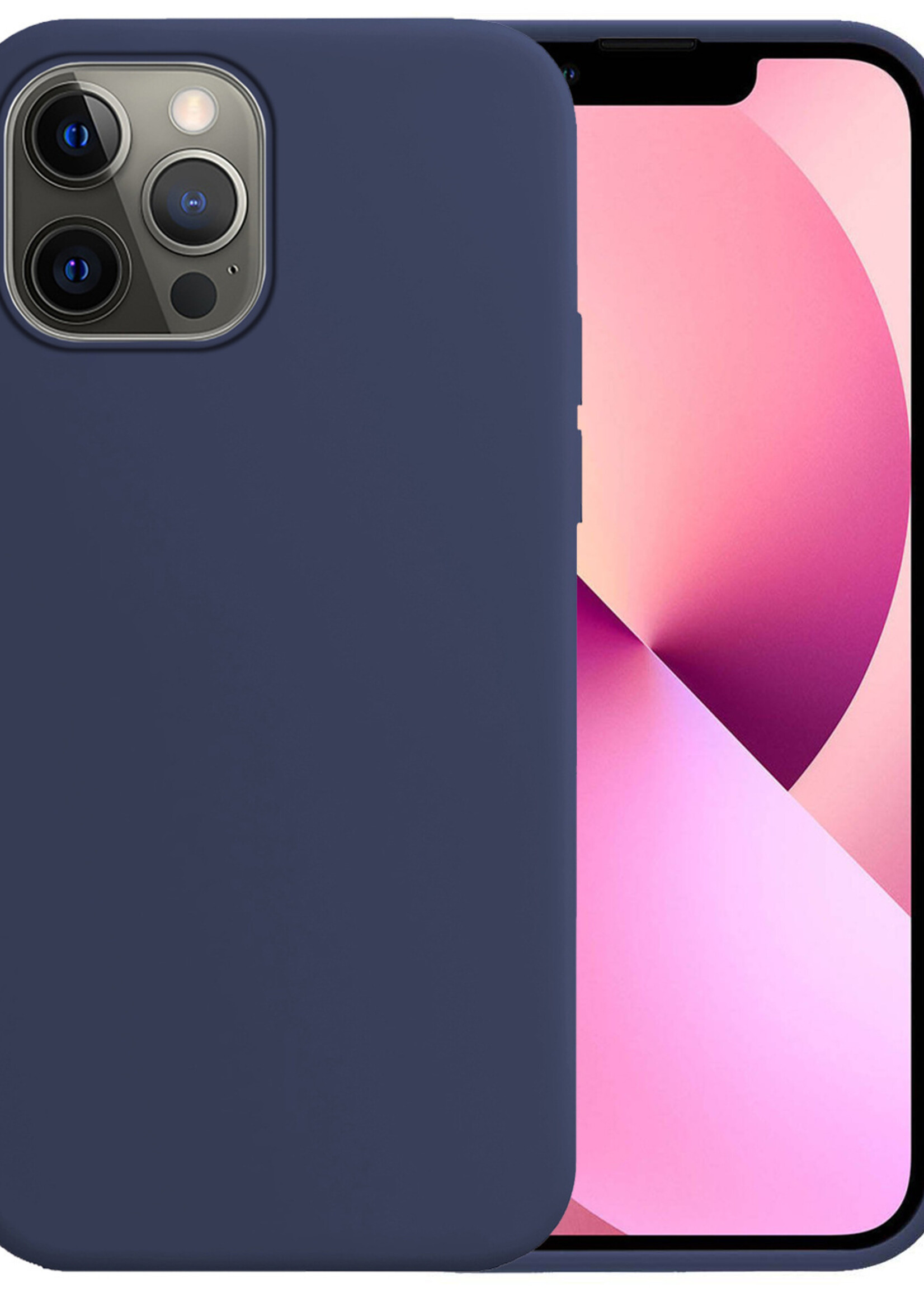 LUQ Hoesje Geschikt voor iPhone 13 Pro Max Hoesje Siliconen Case - Hoes Geschikt voor iPhone 13 Pro Max Hoes Siliconen - Donkerblauw