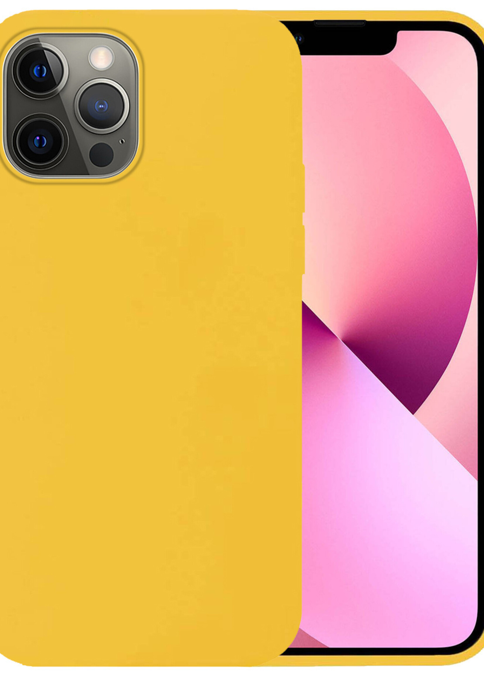 LUQ Hoesje Geschikt voor iPhone 13 Pro Max Hoesje Siliconen Case - Hoes Geschikt voor iPhone 13 Pro Max Hoes Siliconen - Geel