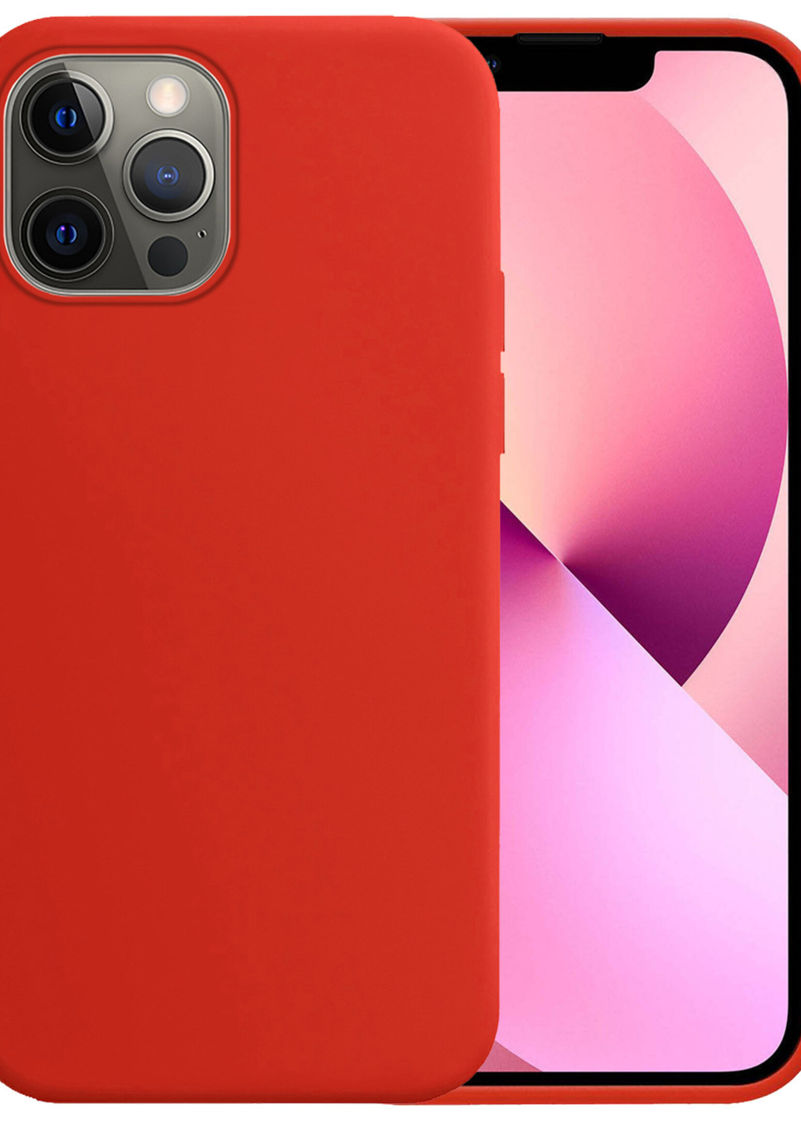 LUQ Hoesje Geschikt voor iPhone 13 Pro Max Hoesje Siliconen Case - Hoes Geschikt voor iPhone 13 Pro Max Hoes Siliconen - Rood