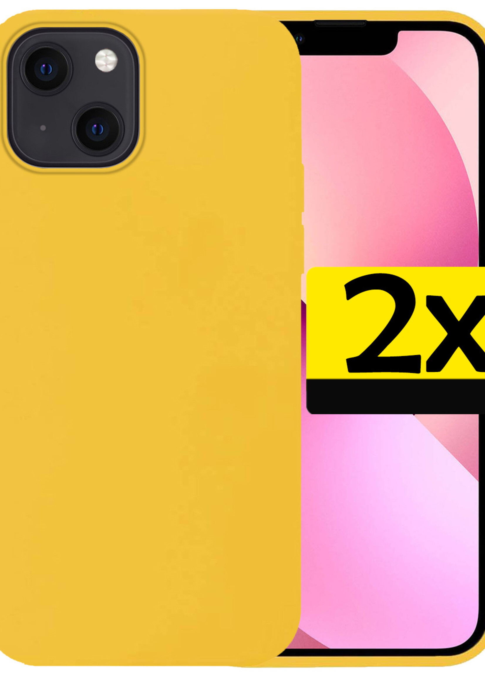 LUQ Hoesje Geschikt voor iPhone 13 Hoesje Siliconen Case - Hoes Geschikt voor iPhone 13 Hoes Siliconen - Geel - 2 Stuks