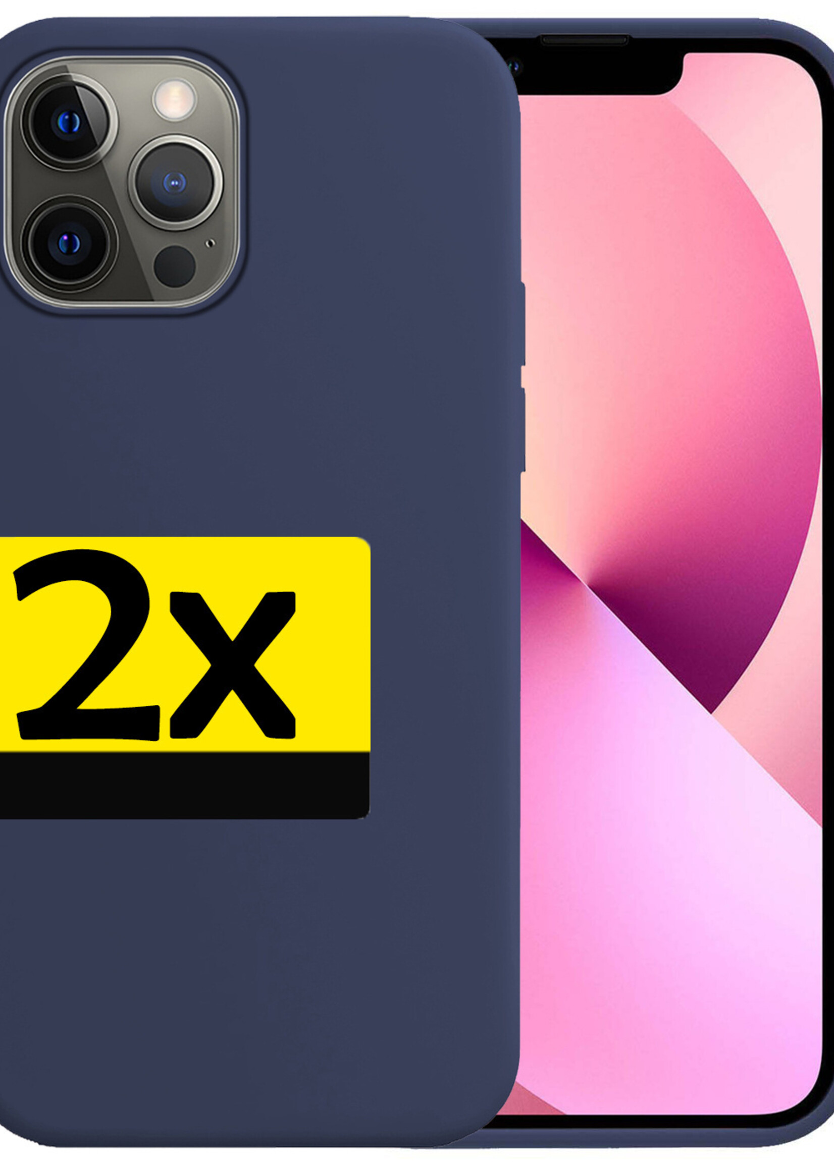 LUQ Hoesje Geschikt voor iPhone 13 Pro Max Hoesje Siliconen Case - Hoes Geschikt voor iPhone 13 Pro Max Hoes Siliconen - Donkerblauw - 2 Stuks