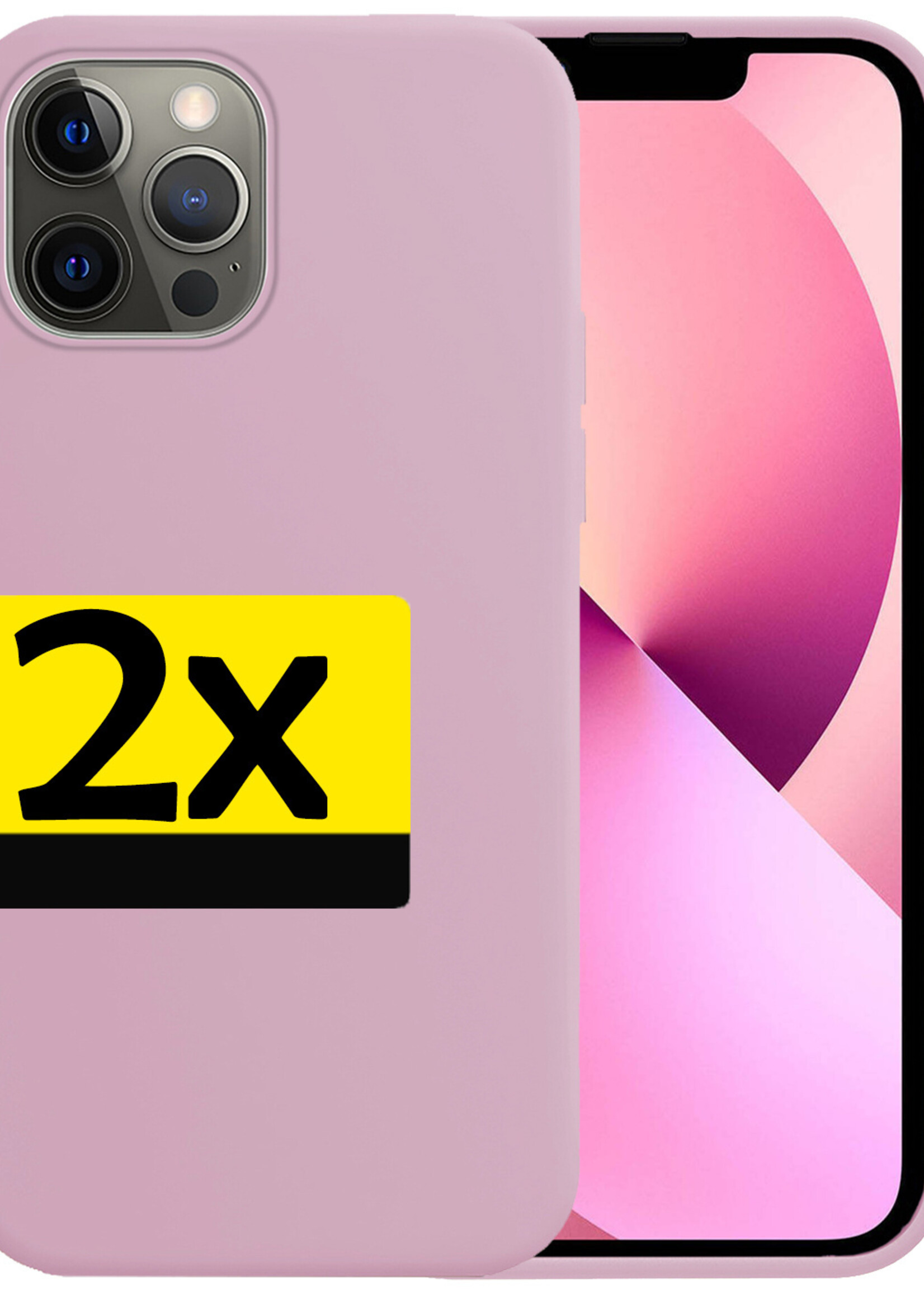 LUQ Hoesje Geschikt voor iPhone 13 Pro Max Hoesje Siliconen Case - Hoes Geschikt voor iPhone 13 Pro Max Hoes Siliconen - Lila - 2 Stuks