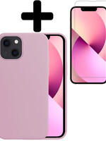 LUQ LUQ iPhone 13 Hoesje Siliconen Met Screenprotector Met Dichte Notch - Lila