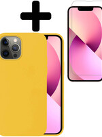 LUQ LUQ iPhone 13 Pro Max Hoesje Siliconen Met Screenprotector Met Dichte Notch - Geel