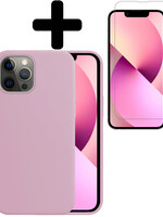 LUQ LUQ iPhone 13 Pro Max Hoesje Siliconen Met Screenprotector Met Dichte Notch - Lila