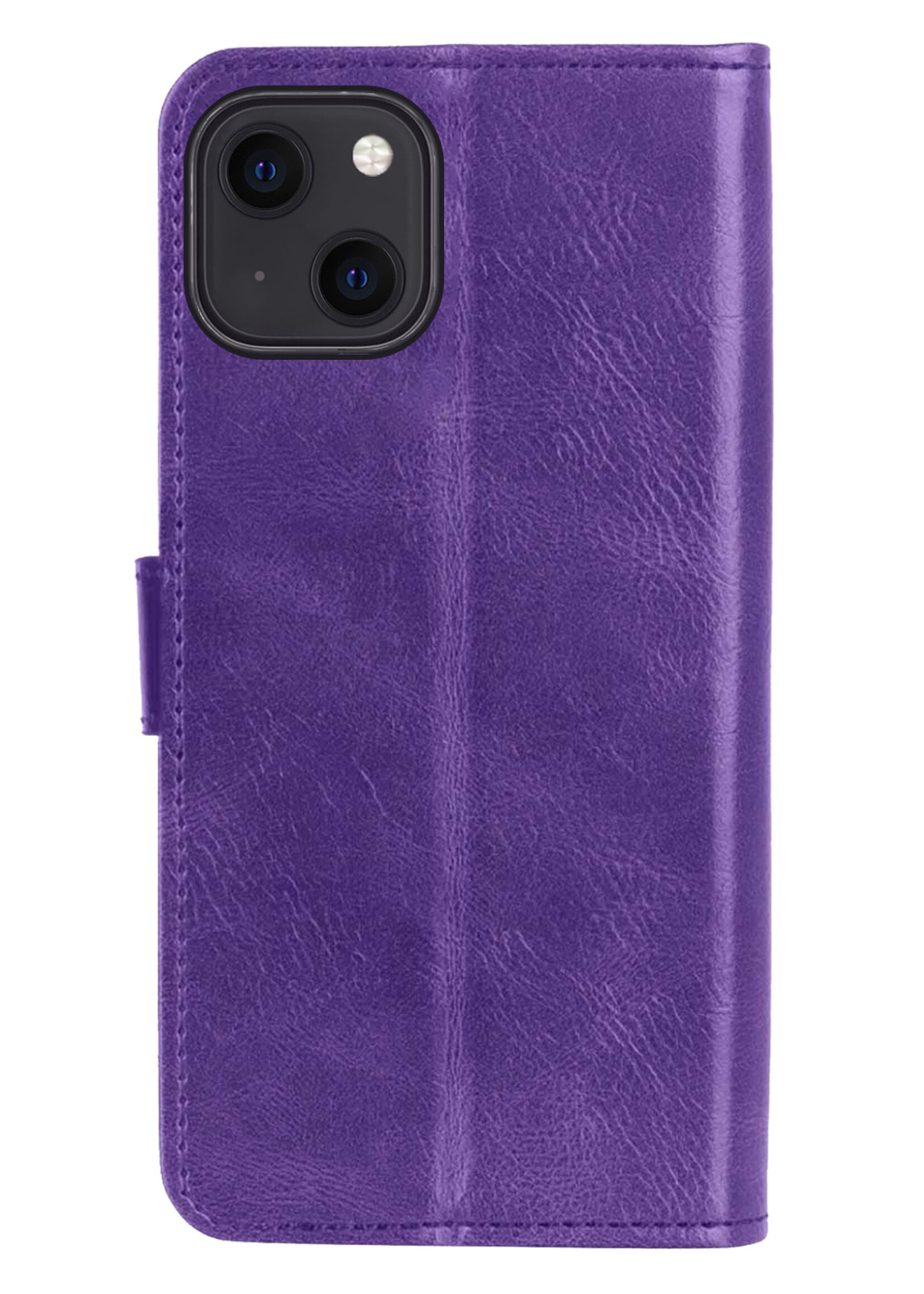 LUQ Hoesje Geschikt voor iPhone 13 Mini Hoesje Book Case Hoes Wallet Cover - Hoes Geschikt voor iPhone 13 Mini Hoesje Bookcase Hoes - Paars