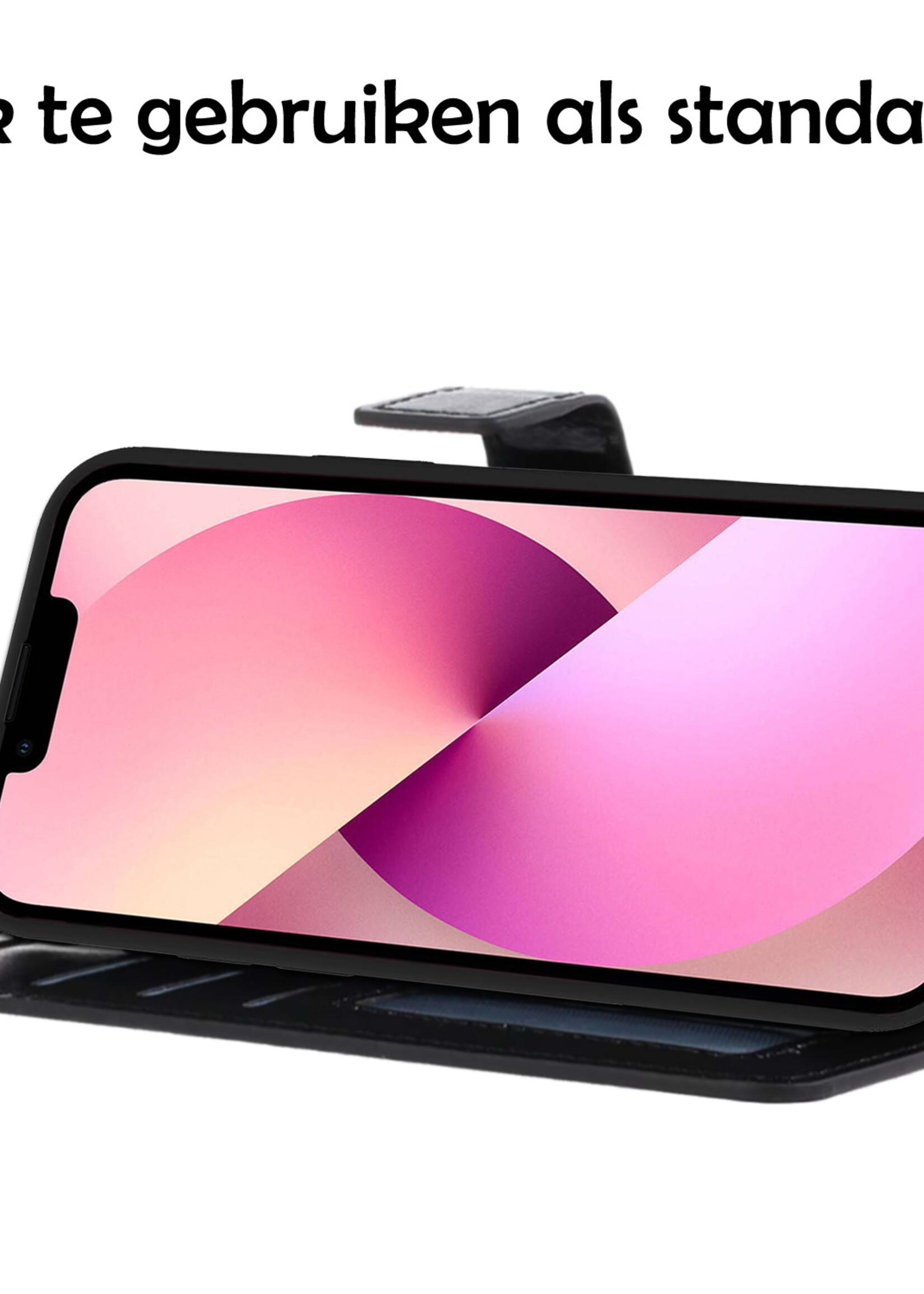 LUQ Hoesje Geschikt voor iPhone 13 Pro Max Hoesje Book Case Hoes Wallet Cover - Hoes Geschikt voor iPhone 13 Pro Max Hoesje Bookcase Hoes - Zwart