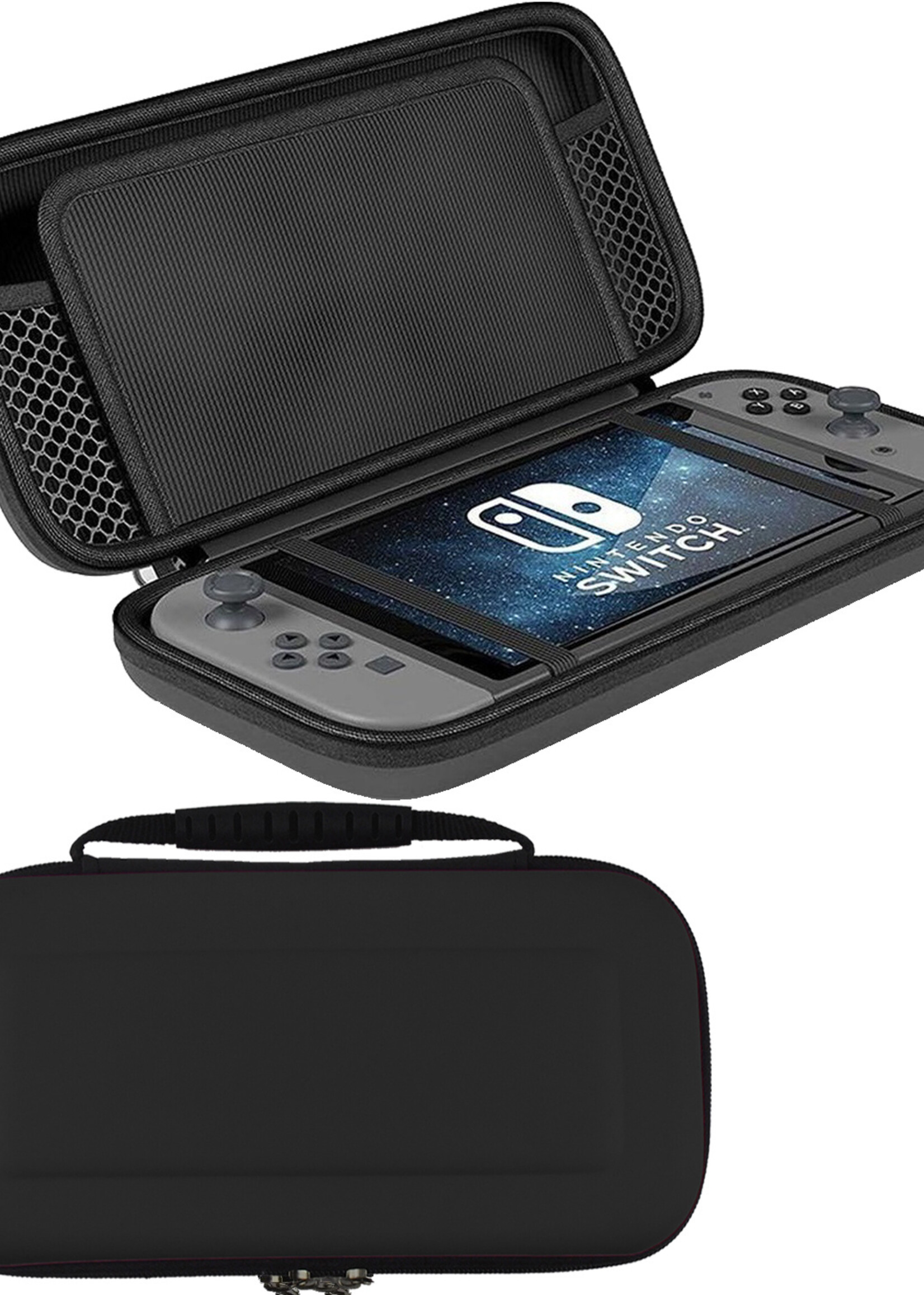 LUQ Hoes Geschikt voor Nintendo Switch OLED Case Hoesje - Bescherm Hoes Geschikt voor Nintendo Switch OLED Hoes Hard Cover - Zwart