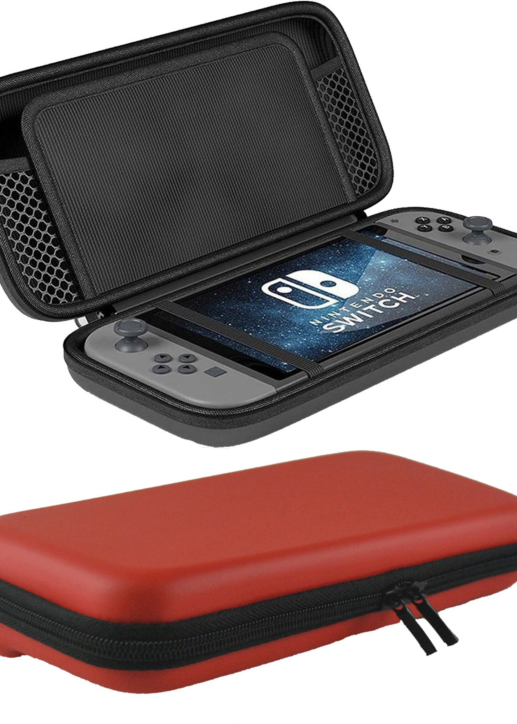 LUQ Hoes Geschikt voor Nintendo Switch OLED Case Hoesje Met Koord - Bescherm Hoes Geschikt voor Nintendo Switch OLED Hoes Hard Cover - Rood