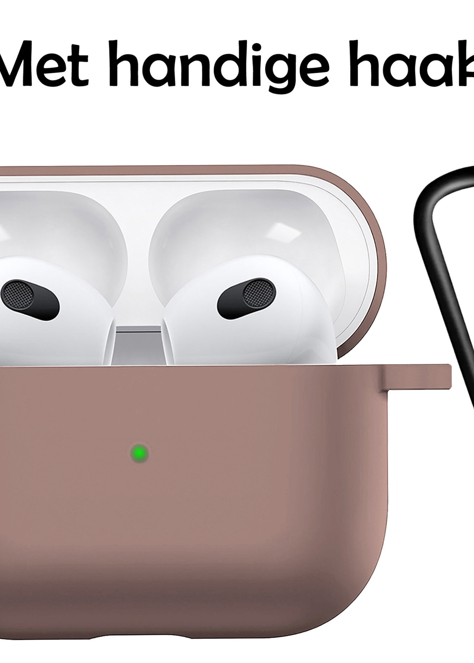 LUQ Hoesje Geschikt voor AirPods 3 Hoesje Siliconen Case - Hoes Geschikt voor Apple AirPods 3 Case Hoesje - Beige