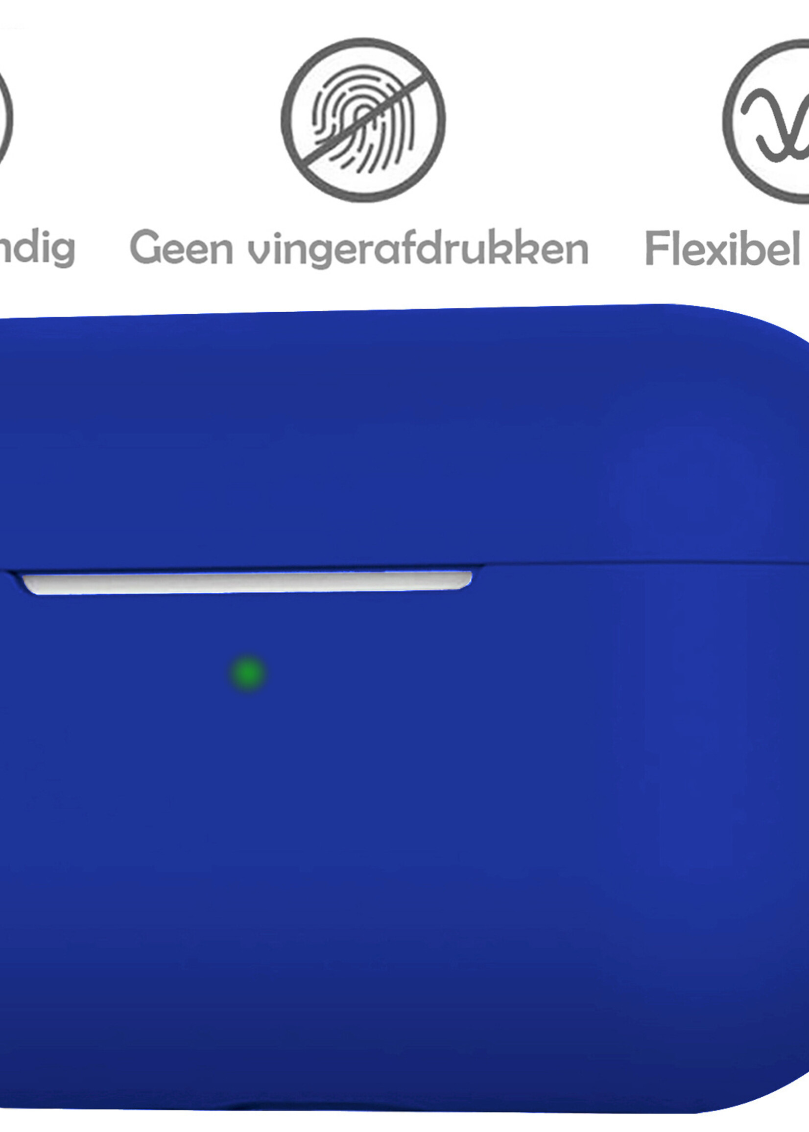 LUQ Hoesje Geschikt voor AirPods 3 Hoesje Siliconen Case - Hoes Geschikt voor Apple AirPods 3 Case Hoesje - Donkerblauw