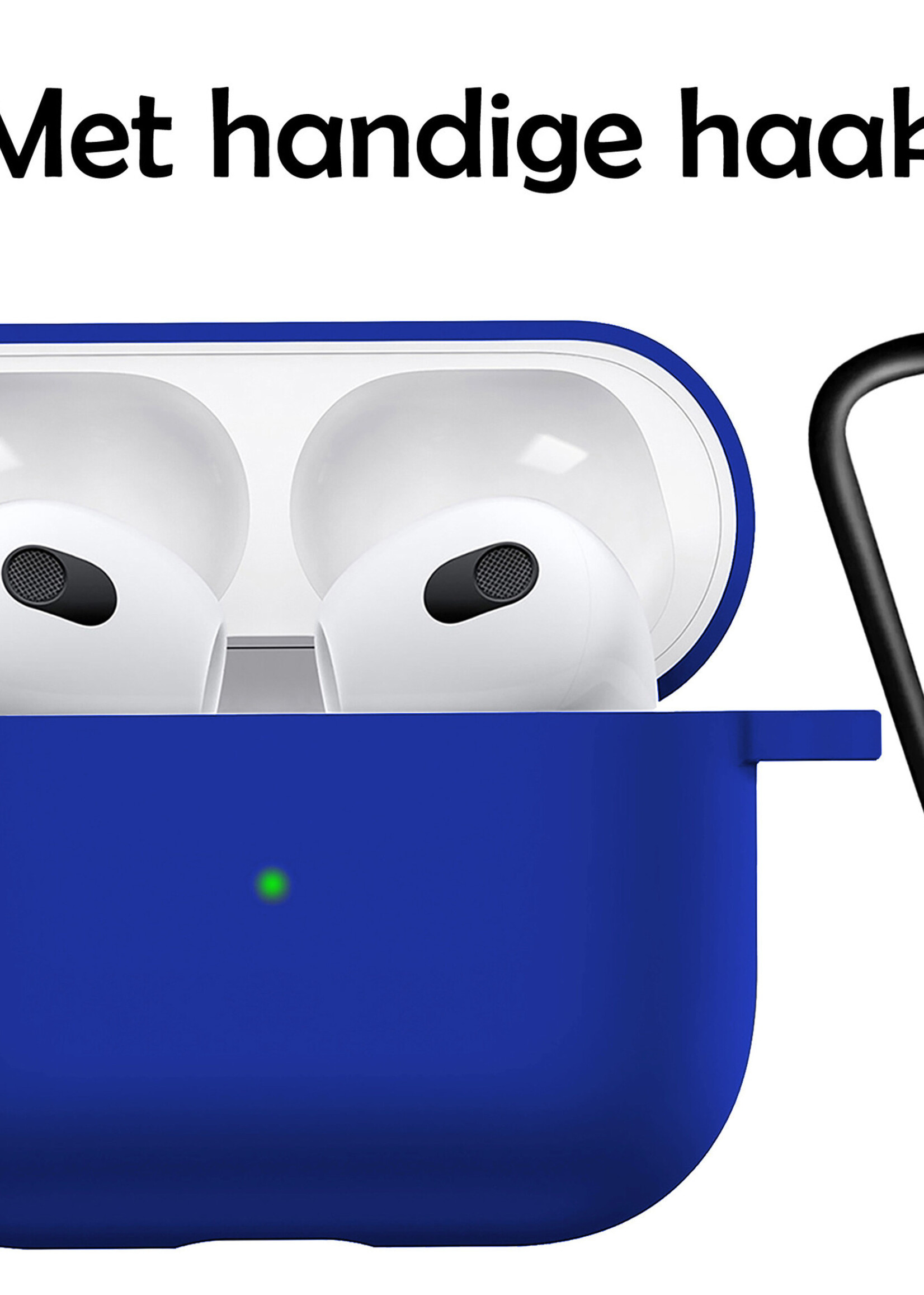LUQ Hoesje Geschikt voor AirPods 3 Hoesje Siliconen Case - Hoes Geschikt voor Apple AirPods 3 Case Hoesje - Donkerblauw