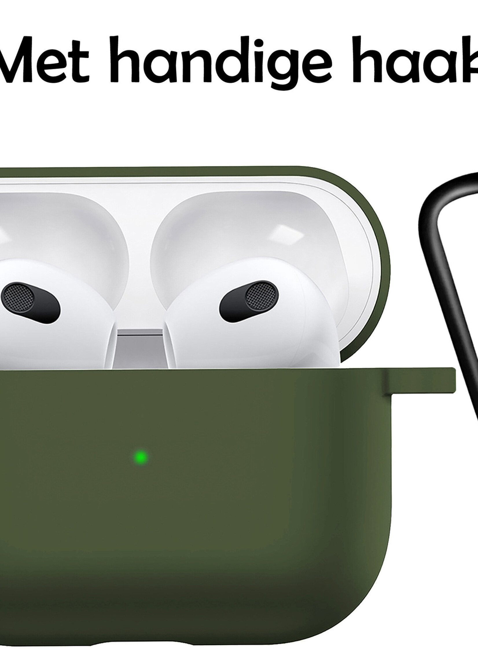 LUQ Hoesje Geschikt voor AirPods 3 Hoesje Siliconen Case - Hoes Geschikt voor Apple AirPods 3 Case Hoesje - Donkergroen