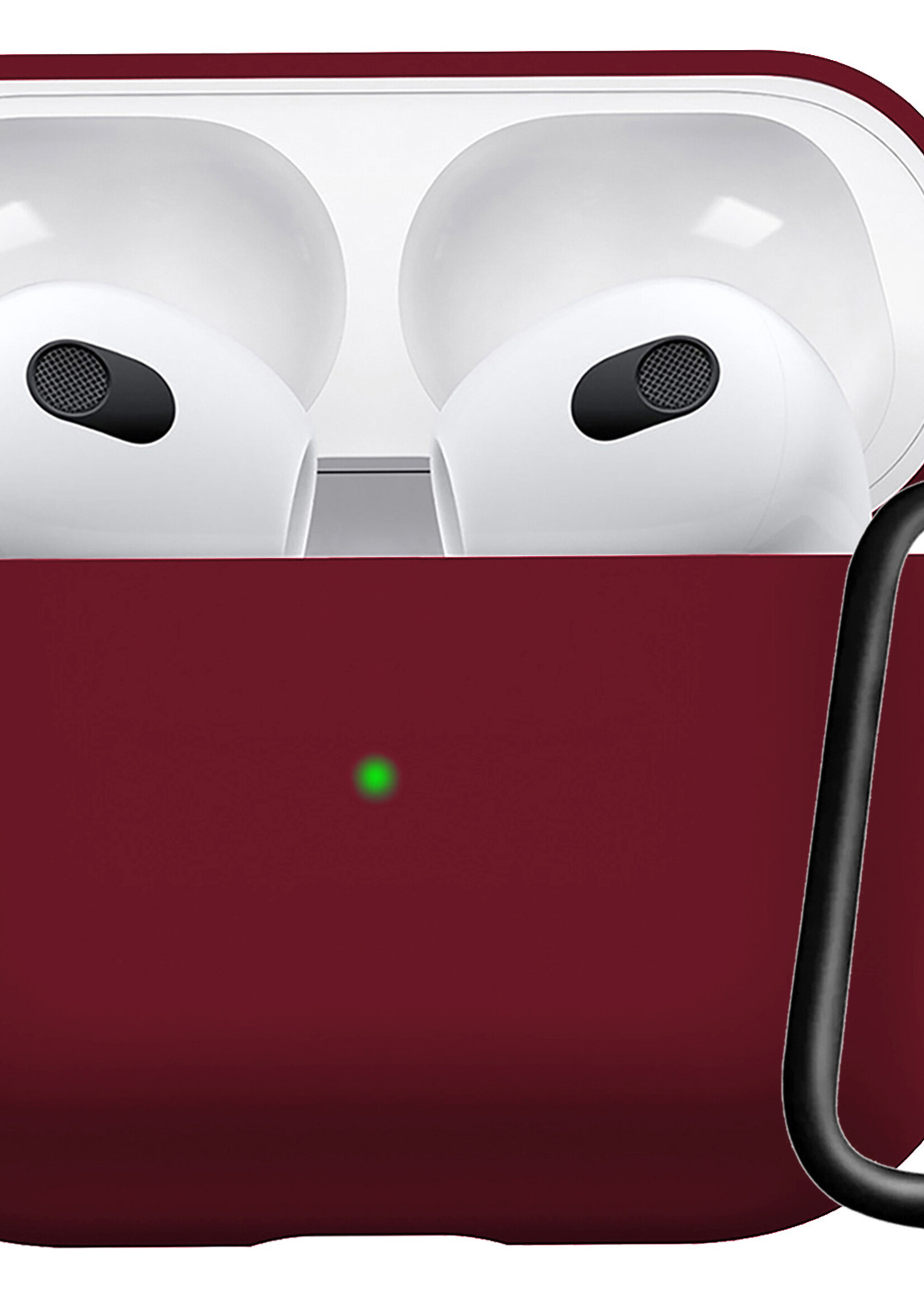 LUQ Hoesje Geschikt voor AirPods 3 Hoesje Siliconen Case - Hoes Geschikt voor Apple AirPods 3 Case Hoesje - Donkerrood