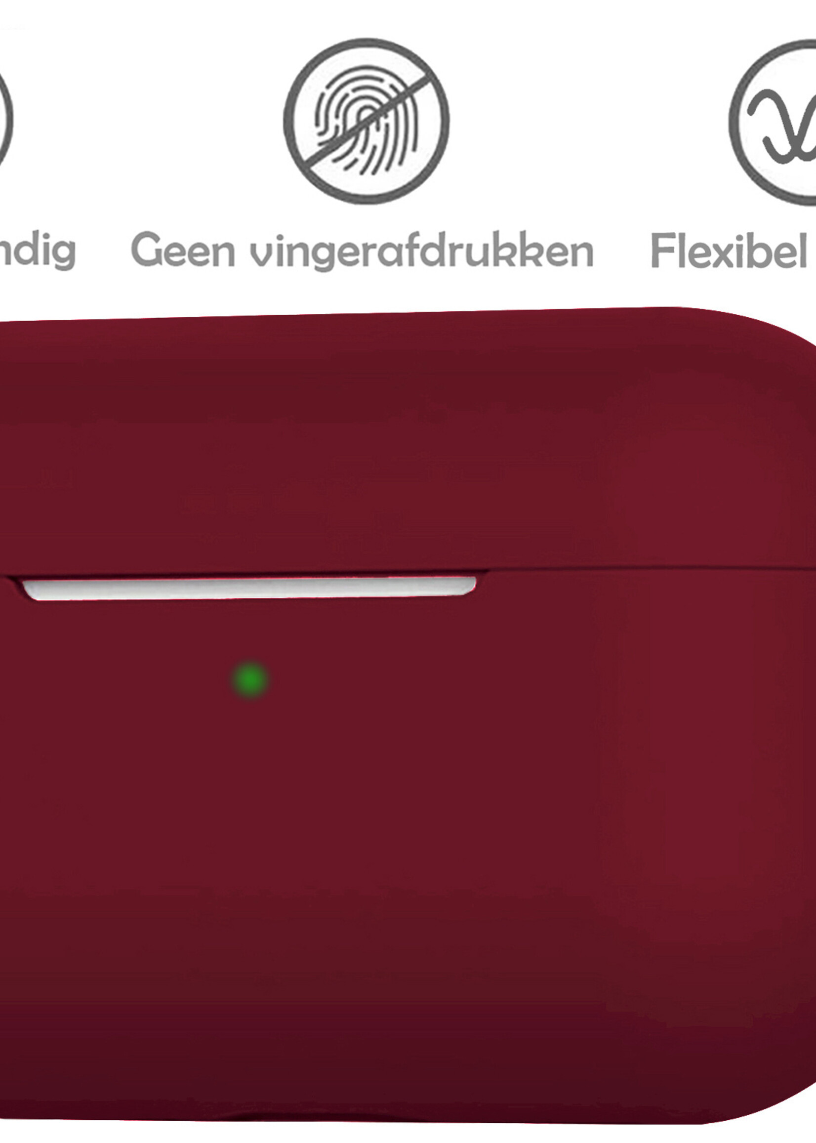 LUQ Hoesje Geschikt voor AirPods 3 Hoesje Siliconen Case - Hoes Geschikt voor Apple AirPods 3 Case Hoesje - Donkerrood