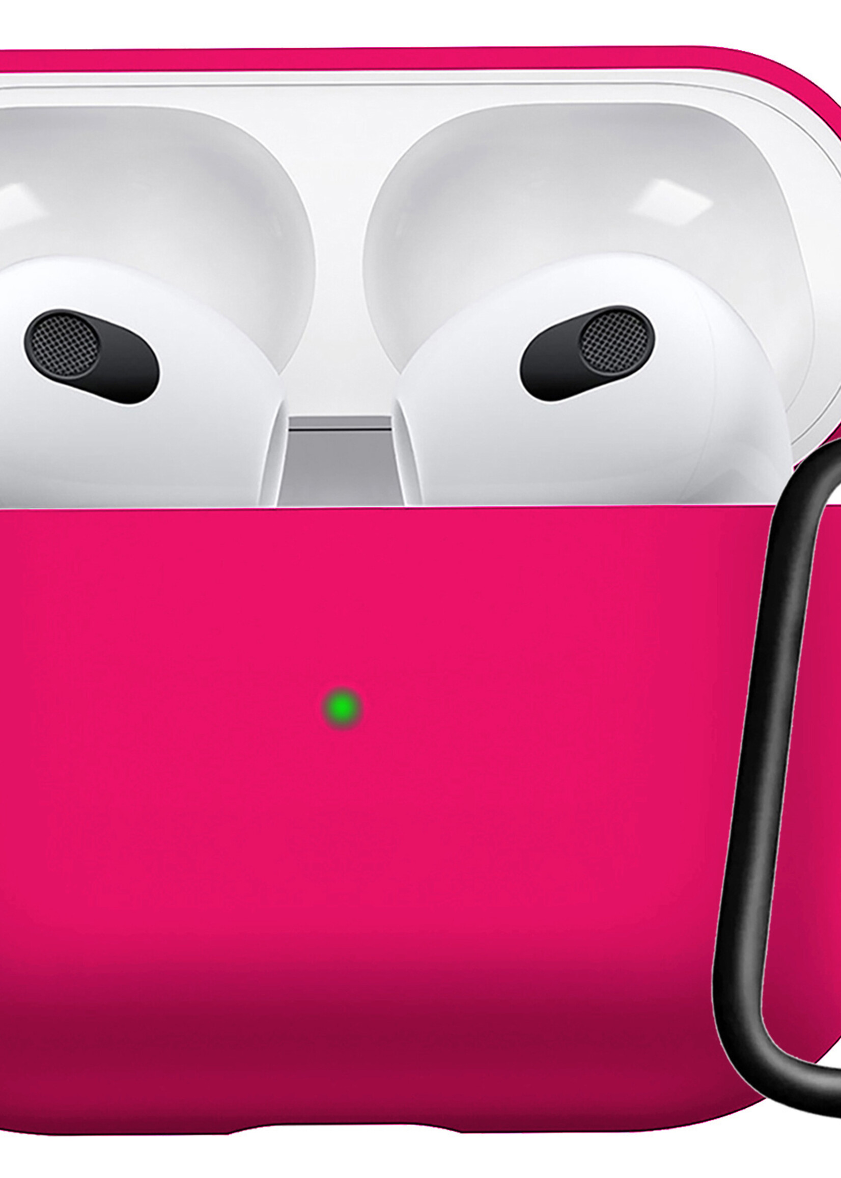 LUQ Hoesje Geschikt voor AirPods 3 Hoesje Siliconen Case - Hoes Geschikt voor Apple AirPods 3 Case Hoesje - Donkerroze