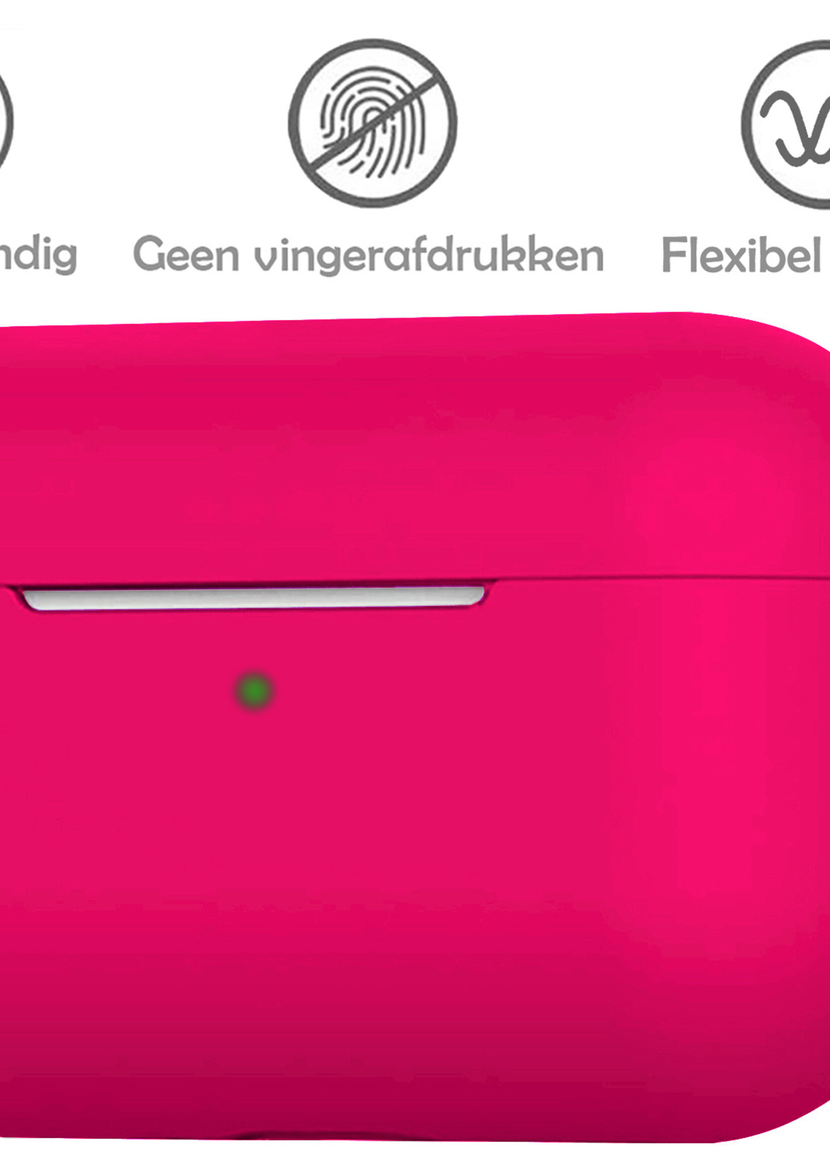 LUQ Hoesje Geschikt voor AirPods 3 Hoesje Siliconen Case - Hoes Geschikt voor Apple AirPods 3 Case Hoesje - Donkerroze