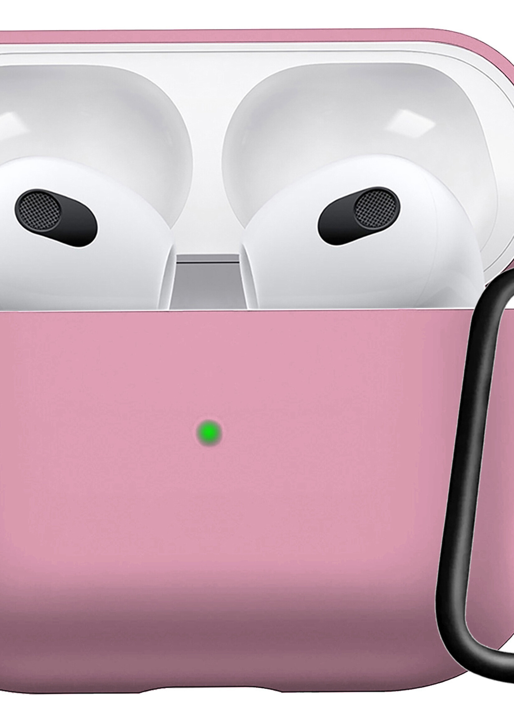 LUQ Hoesje Geschikt voor AirPods 3 Hoesje Siliconen Case - Hoes Geschikt voor Apple AirPods 3 Case Hoesje - Lichtroze