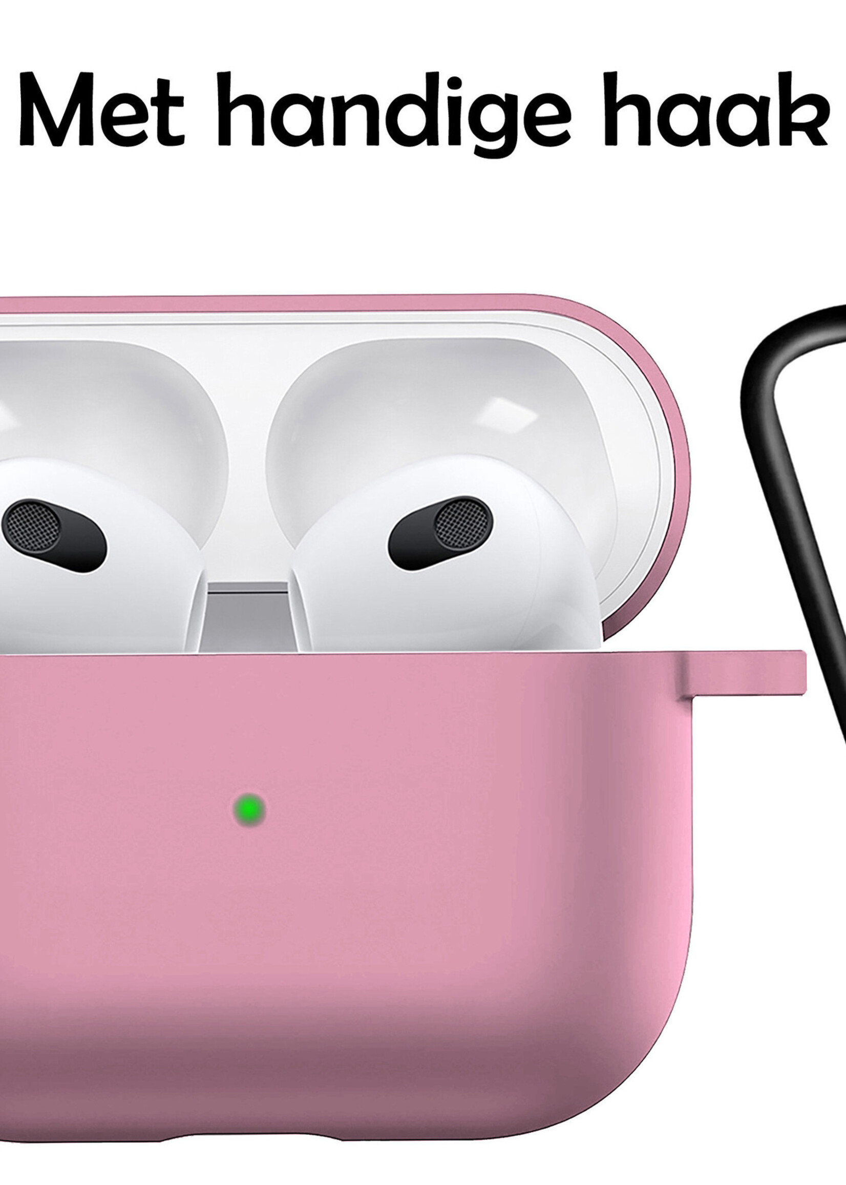 LUQ Hoesje Geschikt voor AirPods 3 Hoesje Siliconen Case - Hoes Geschikt voor Apple AirPods 3 Case Hoesje - Lichtroze