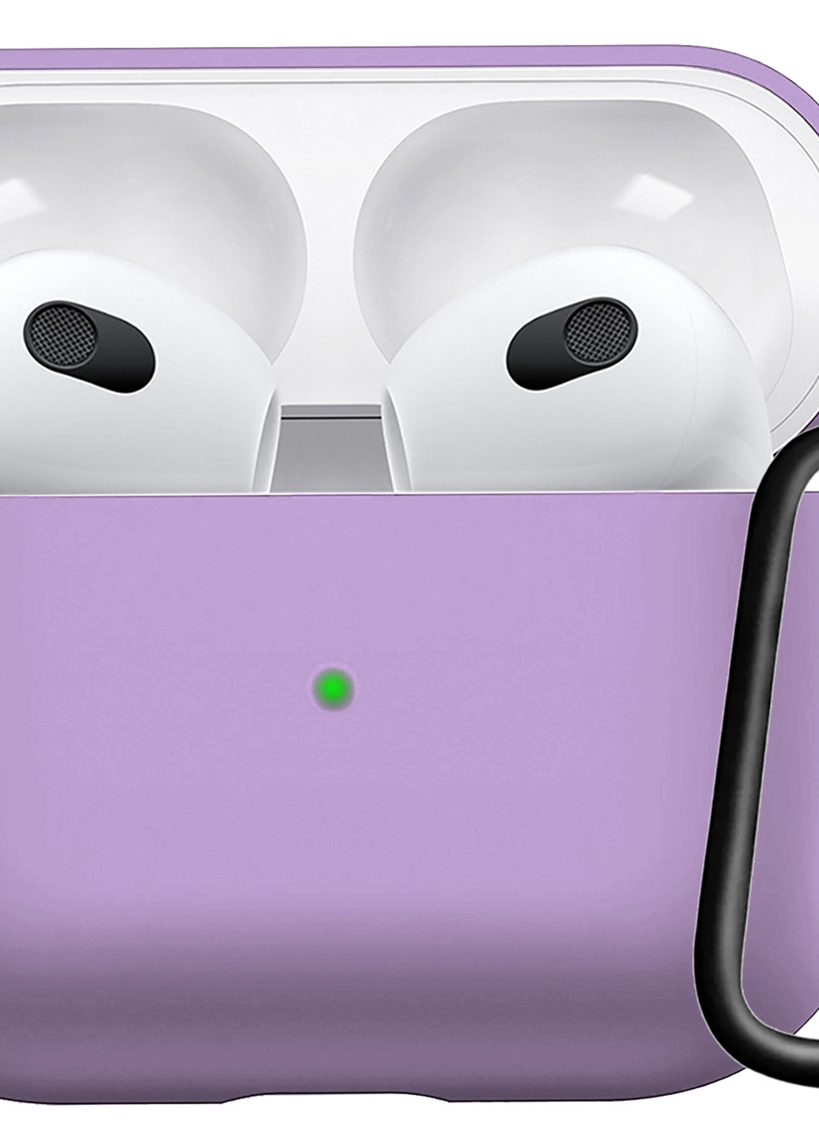 LUQ Hoesje Geschikt voor AirPods 3 Hoesje Siliconen Case - Hoes Geschikt voor Apple AirPods 3 Case Hoesje - Lila