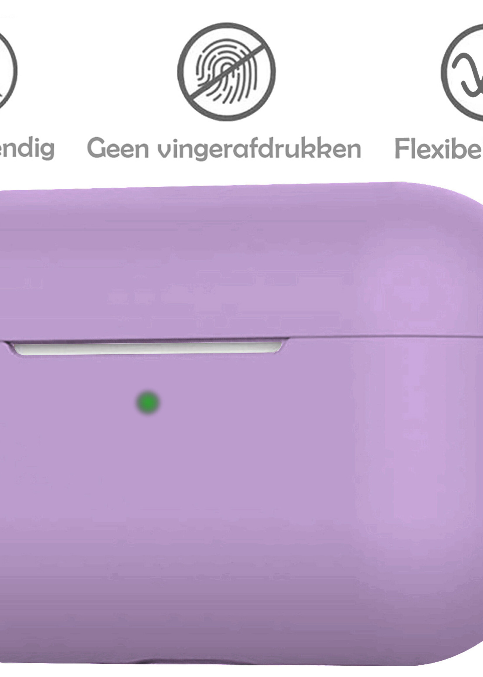 LUQ Hoesje Geschikt voor AirPods 3 Hoesje Siliconen Case - Hoes Geschikt voor Apple AirPods 3 Case Hoesje - Lila