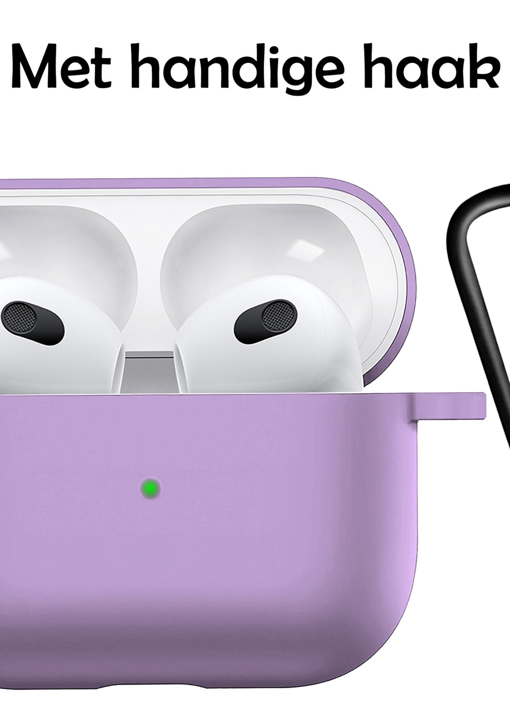 LUQ Hoesje Geschikt voor AirPods 3 Hoesje Siliconen Case - Hoes Geschikt voor Apple AirPods 3 Case Hoesje - Lila