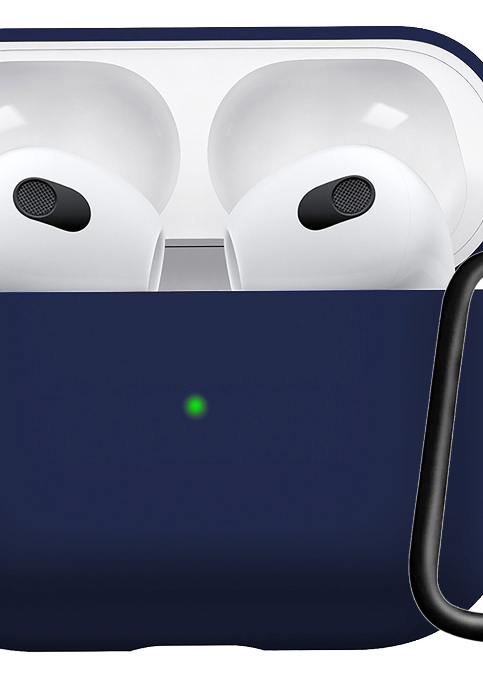 LUQ Hoesje Geschikt voor AirPods 3 Hoesje Siliconen Case - Hoes Geschikt voor Apple AirPods 3 Case Hoesje - Marineblauw