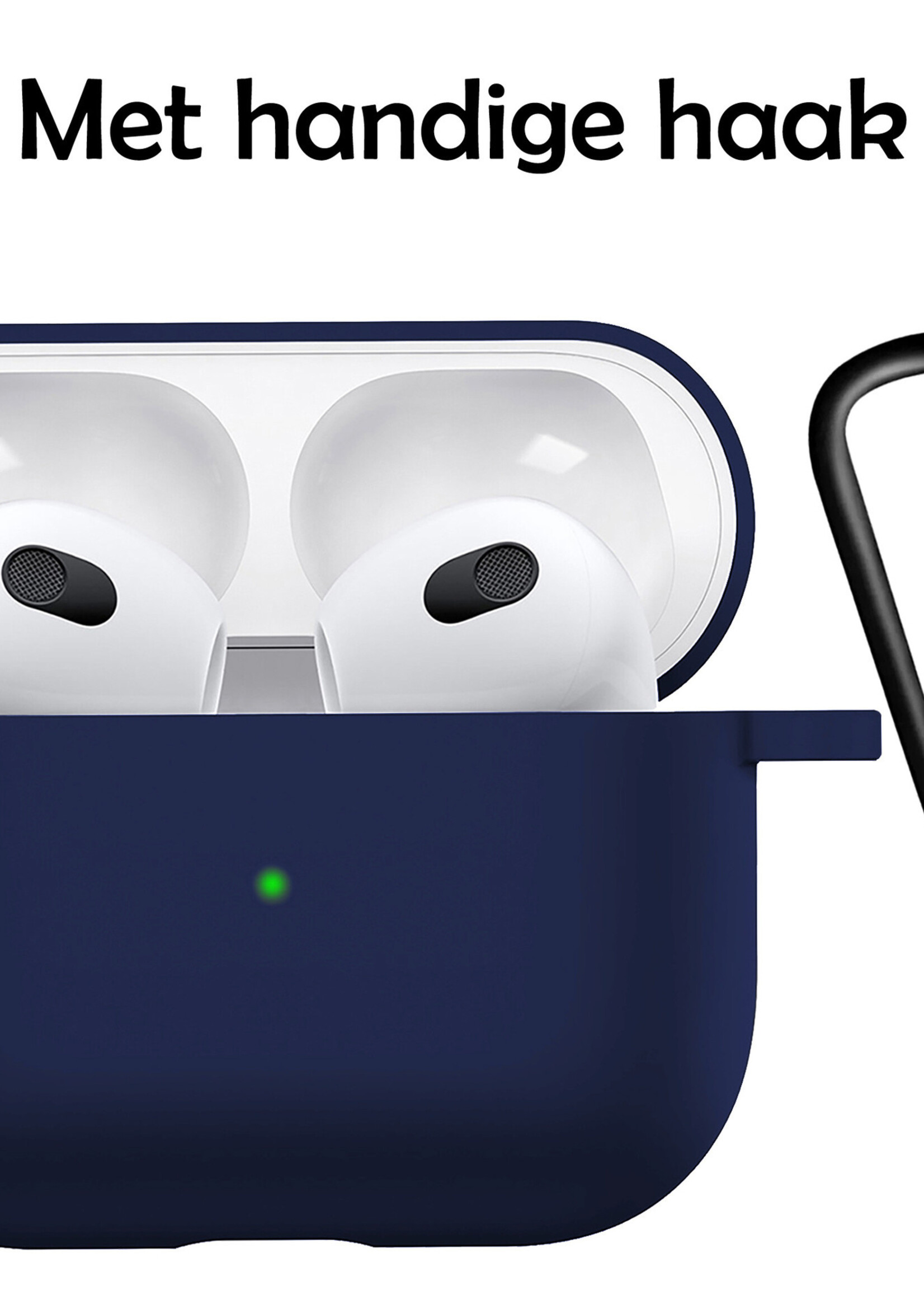 LUQ Hoesje Geschikt voor AirPods 3 Hoesje Siliconen Case - Hoes Geschikt voor Apple AirPods 3 Case Hoesje - Marineblauw