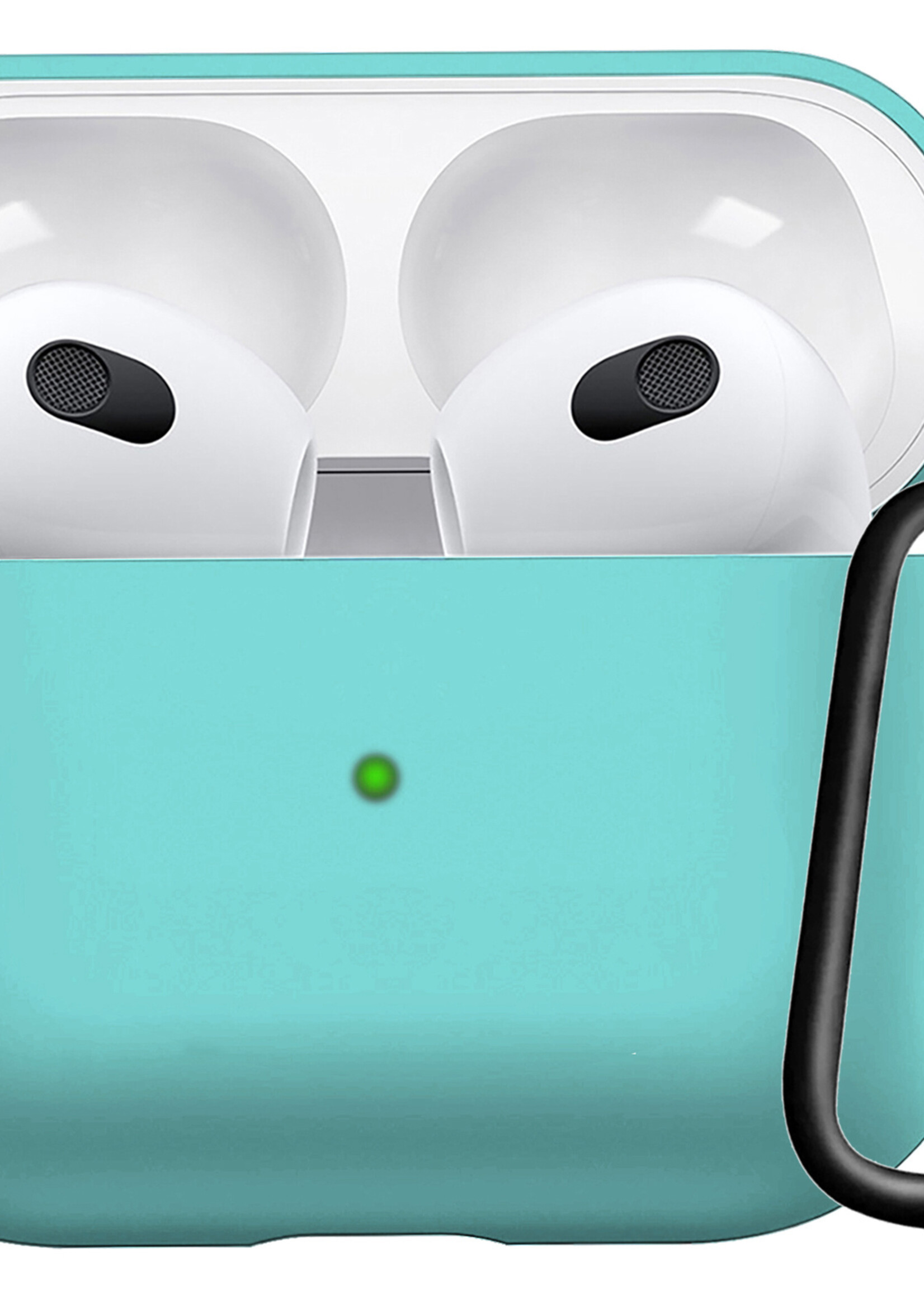 LUQ Hoesje Geschikt voor AirPods 3 Hoesje Siliconen Case - Hoes Geschikt voor Apple AirPods 3 Case Hoesje - Mintblauw