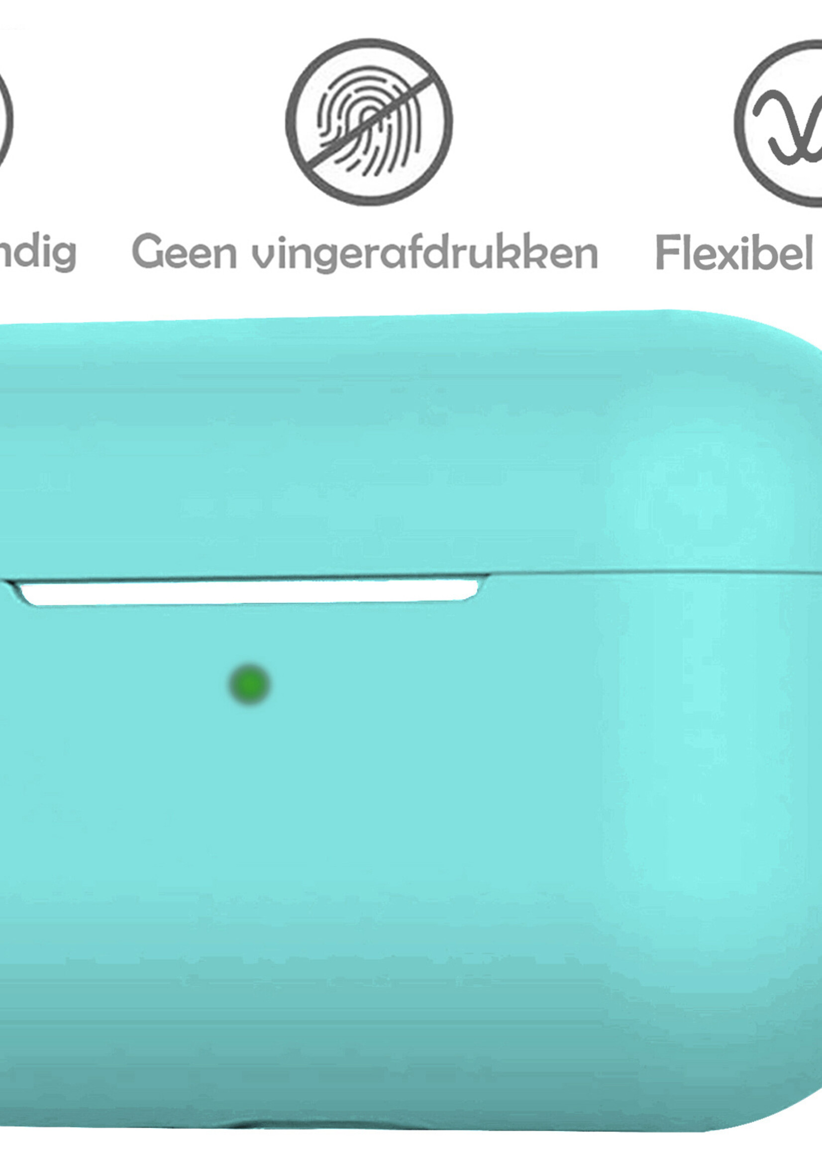 LUQ Hoesje Geschikt voor AirPods 3 Hoesje Siliconen Case - Hoes Geschikt voor Apple AirPods 3 Case Hoesje - Mintblauw