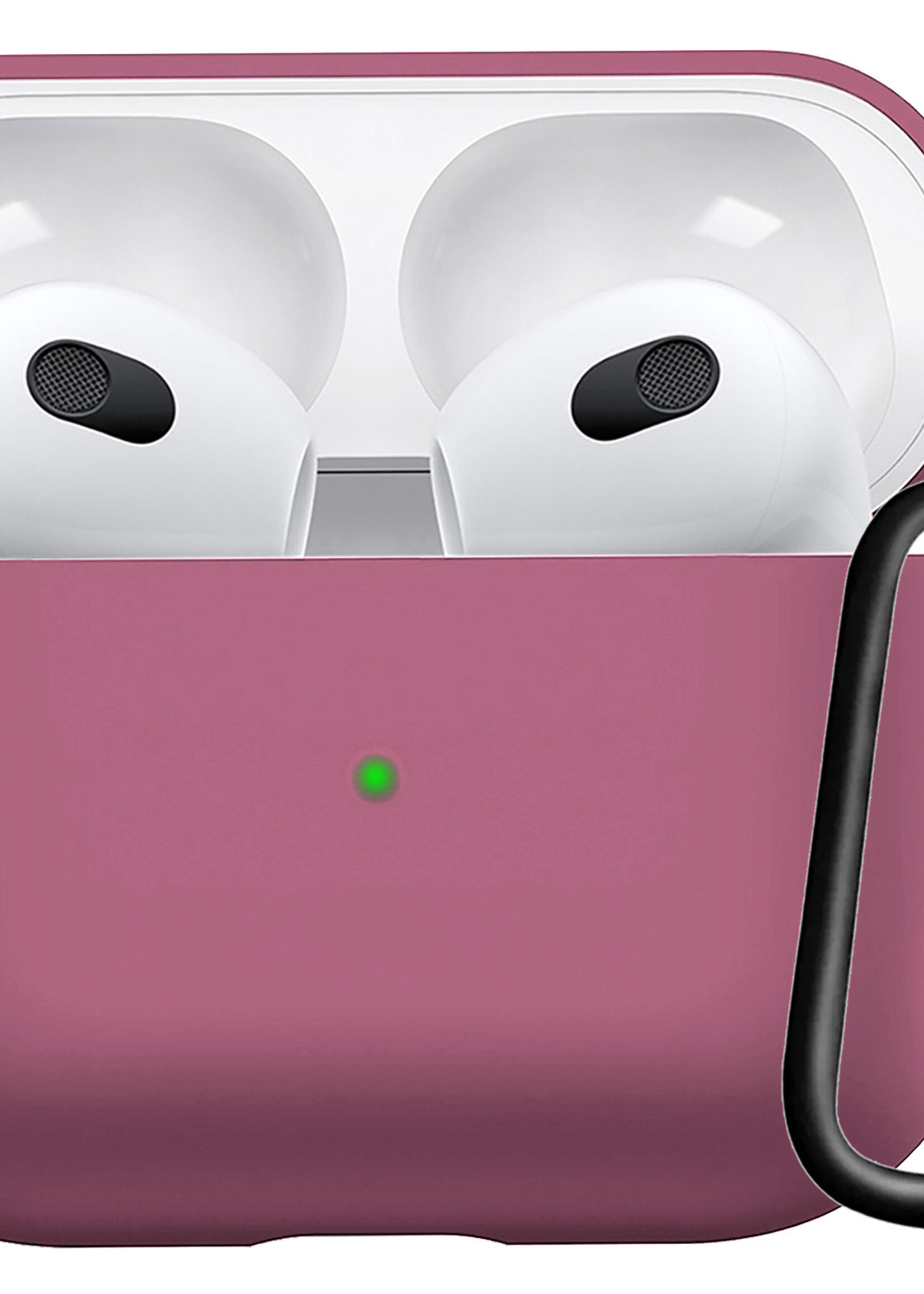 LUQ Hoesje Geschikt voor AirPods 3 Hoesje Siliconen Case - Hoes Geschikt voor Apple AirPods 3 Case Hoesje - Oud roze