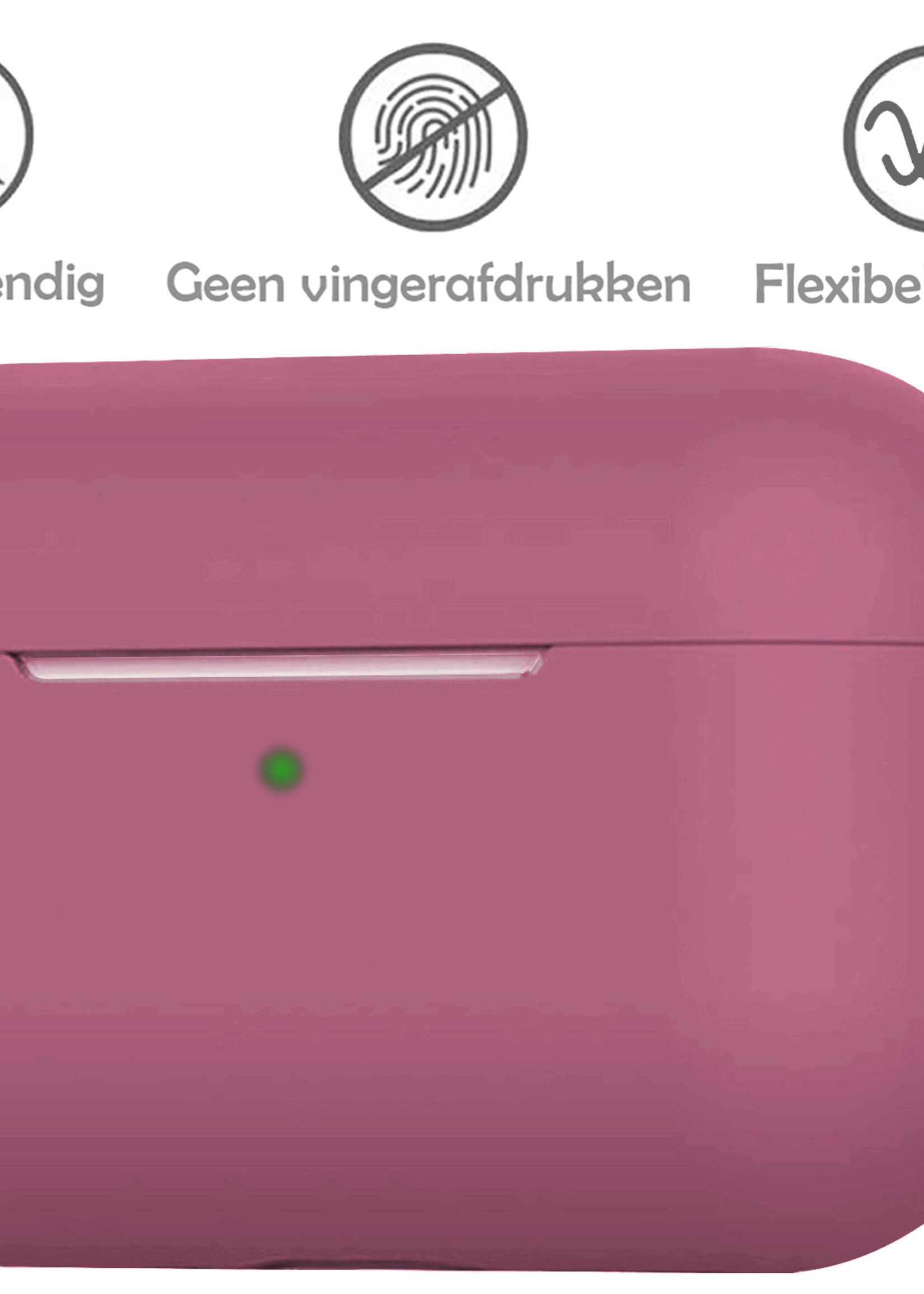 LUQ Hoesje Geschikt voor AirPods 3 Hoesje Siliconen Case - Hoes Geschikt voor Apple AirPods 3 Case Hoesje - Oud roze