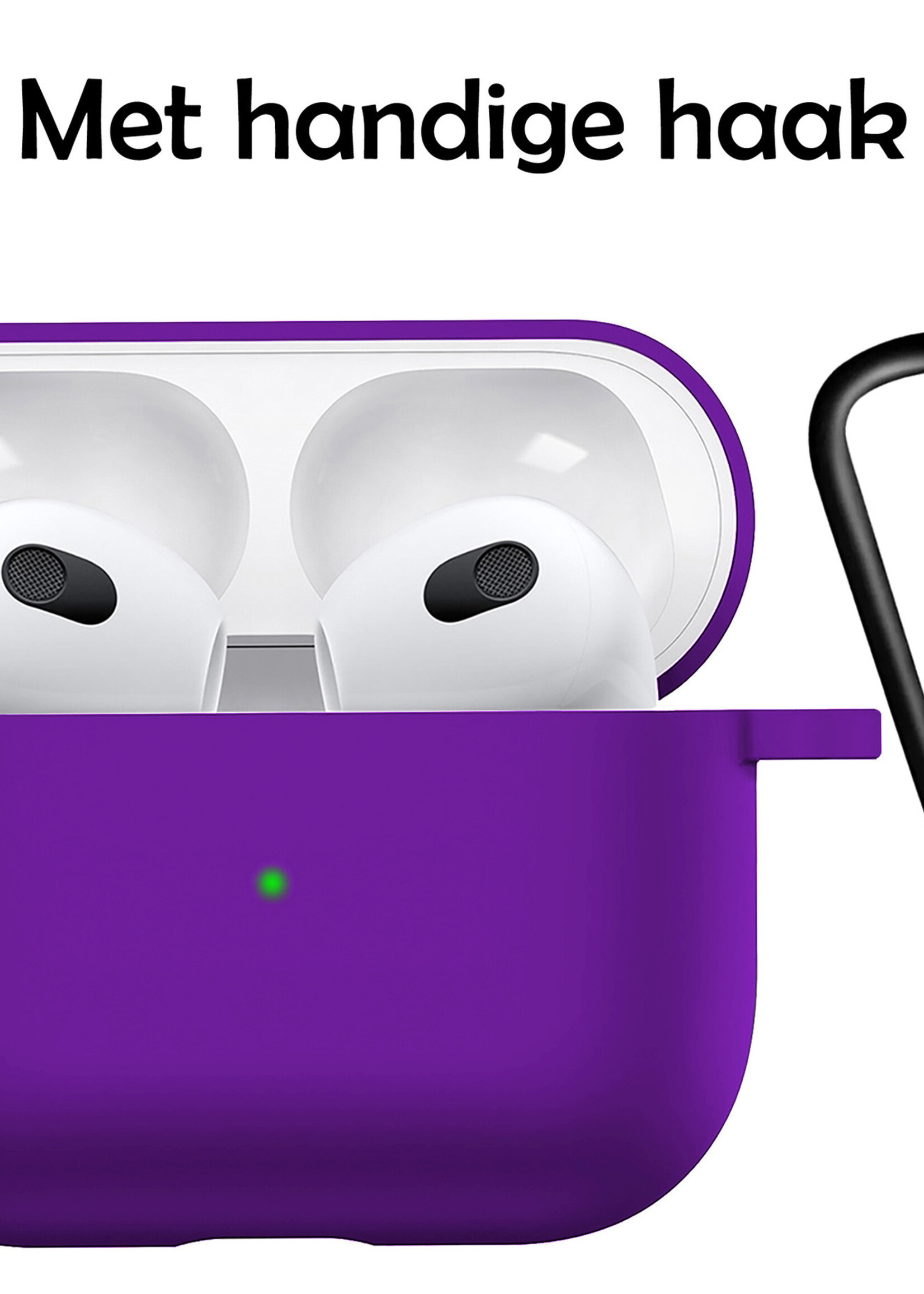 LUQ Hoesje Geschikt voor AirPods 3 Hoesje Siliconen Case - Hoes Geschikt voor Apple AirPods 3 Case Hoesje - Paars