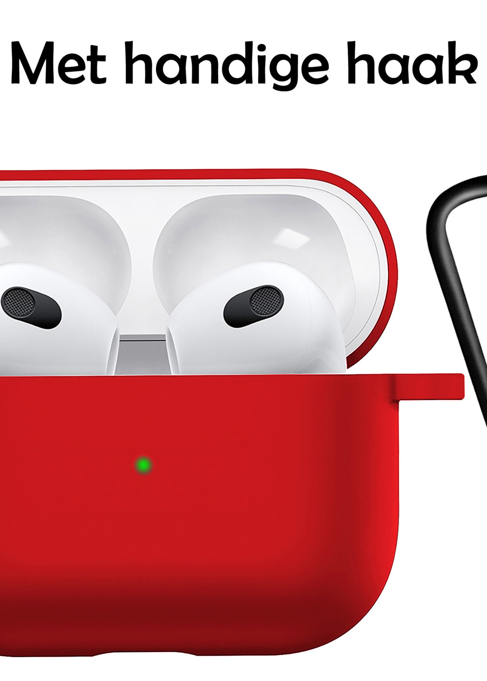 LUQ Hoesje Geschikt voor AirPods 3 Hoesje Siliconen Case - Hoes Geschikt voor Apple AirPods 3 Case Hoesje - Rood