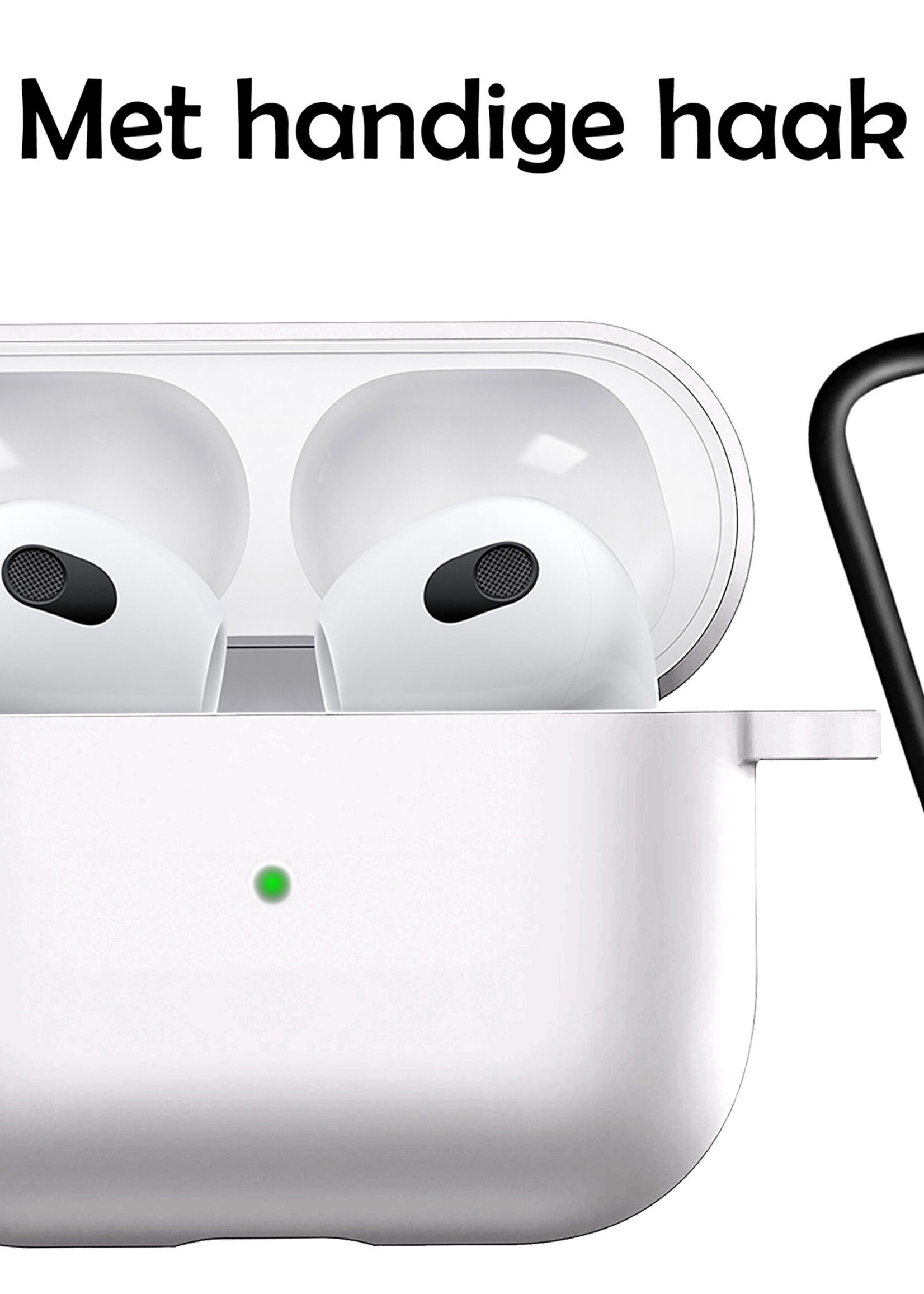 LUQ Hoesje Geschikt voor AirPods 3 Hoesje Siliconen Case - Hoes Geschikt voor Apple AirPods 3 Case Hoesje - Wit