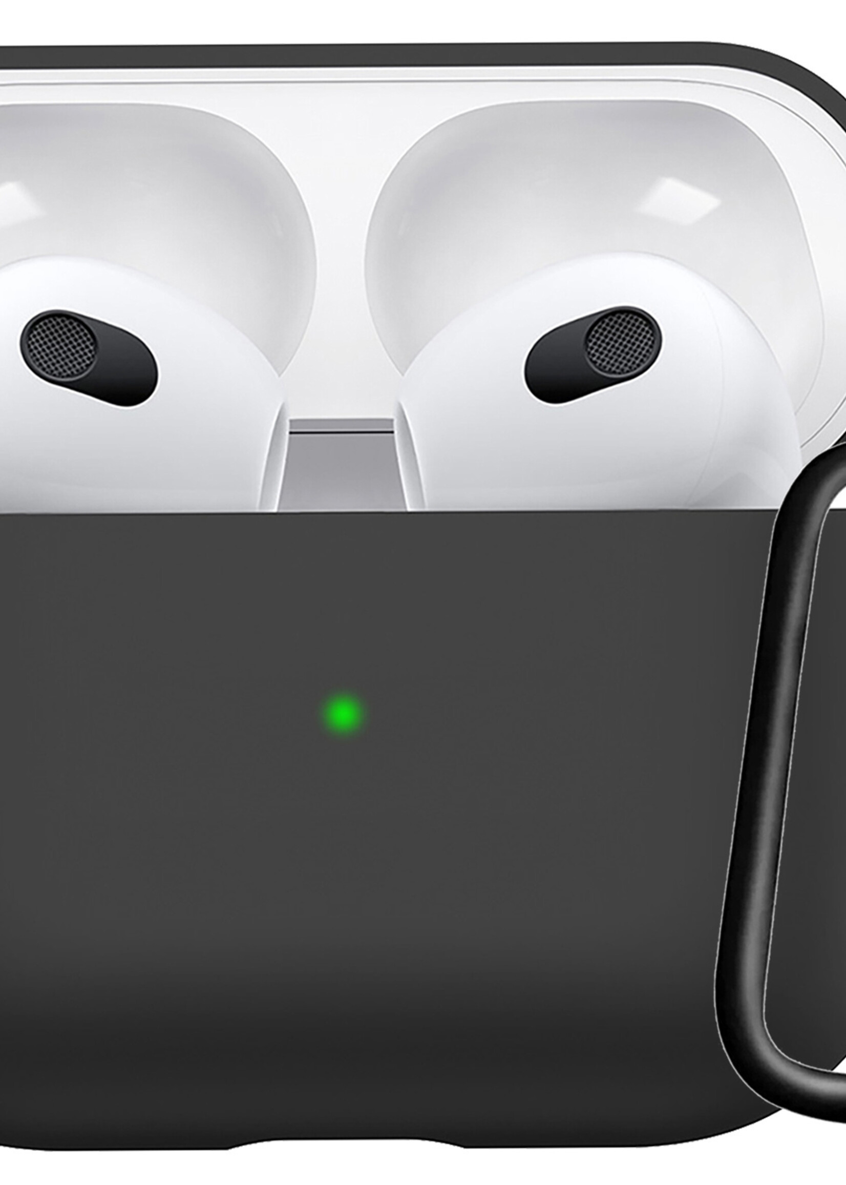 LUQ Hoesje Geschikt voor AirPods 3 Hoesje Siliconen Case - Hoes Geschikt voor Apple AirPods 3 Case Hoesje - Zwart