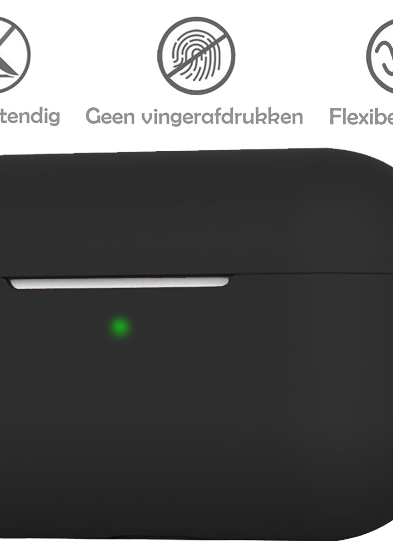 LUQ Hoesje Geschikt voor AirPods 3 Hoesje Siliconen Case - Hoes Geschikt voor Apple AirPods 3 Case Hoesje - Zwart